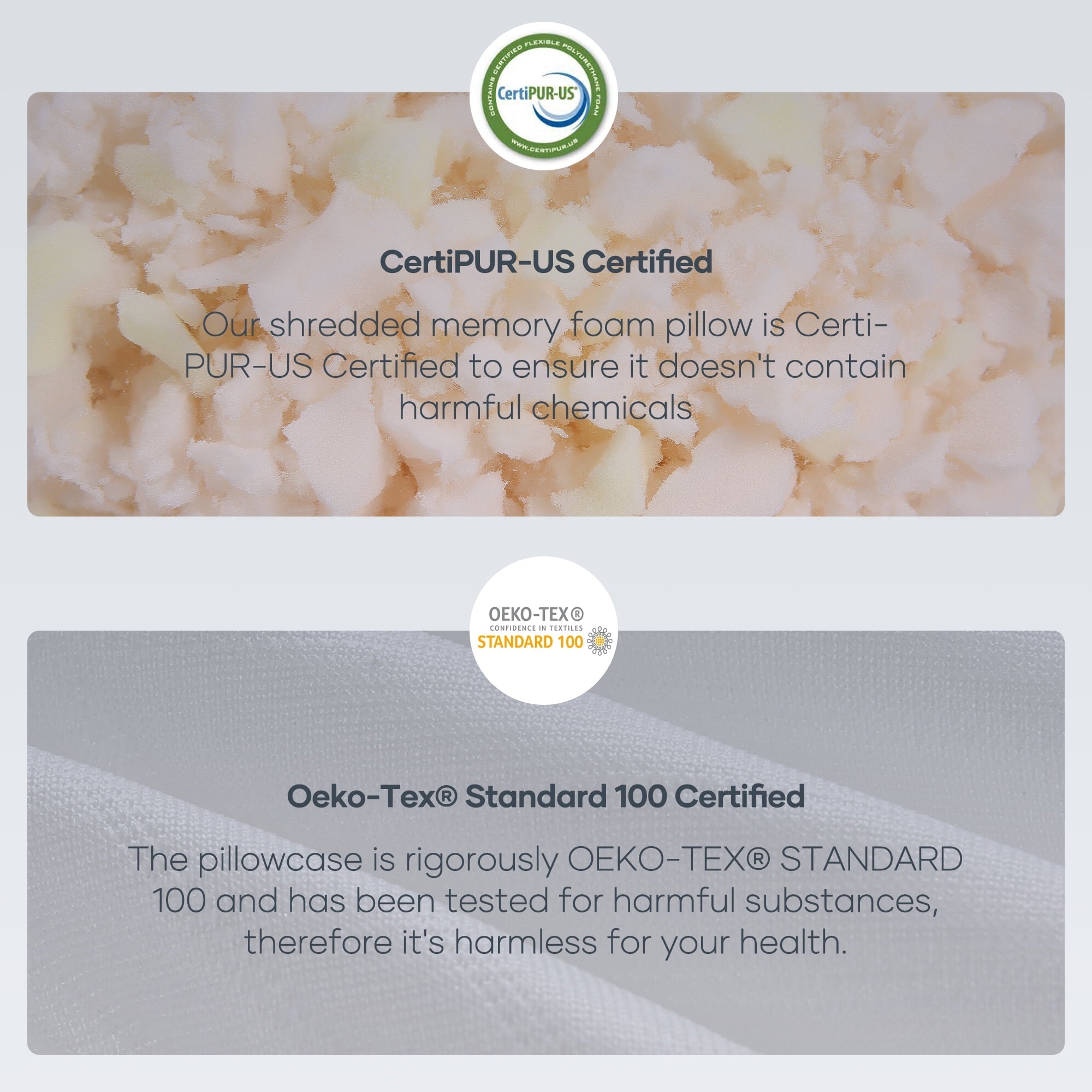 Orthopedic Support Shredded Memory Foam Pillow 2 Pack Pillow for Bed, Side, Back and Stomach Sleepers, CertiPUR-US Certified 28"x20" - Orthopedic Shredded Foam Bed Pillow Set Detail