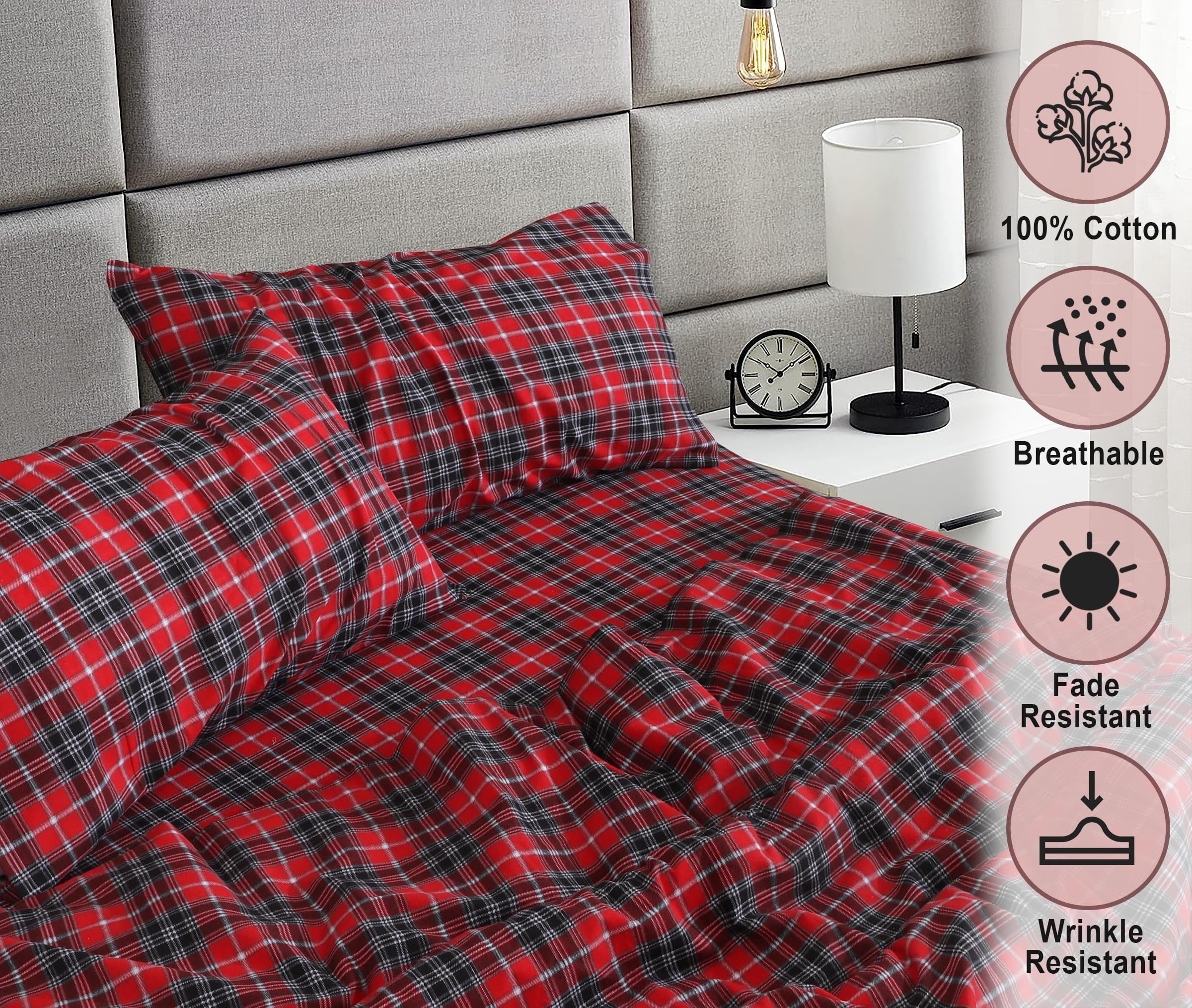 Cooling Sateen Flannel Sheets Queen Size - 100% Cotton Double Brushed Bed Sheets, Deep Pockets 16 Inches Queen Sheet Set, All Season... - Cooling Hotel Quality Bedding Sheets and Pillowcases Detail