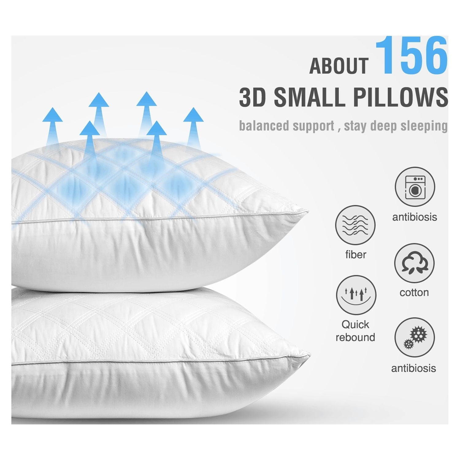 Fluffy Shredded Bed Pillows Queen Size Set of 2 Pillows for Bed 2 Pack Cooling Hotel Collection Down Alternative Pillows 20 x 30 inches - Decorative Throw Pillow Cushion for Sofa & Bed Detail