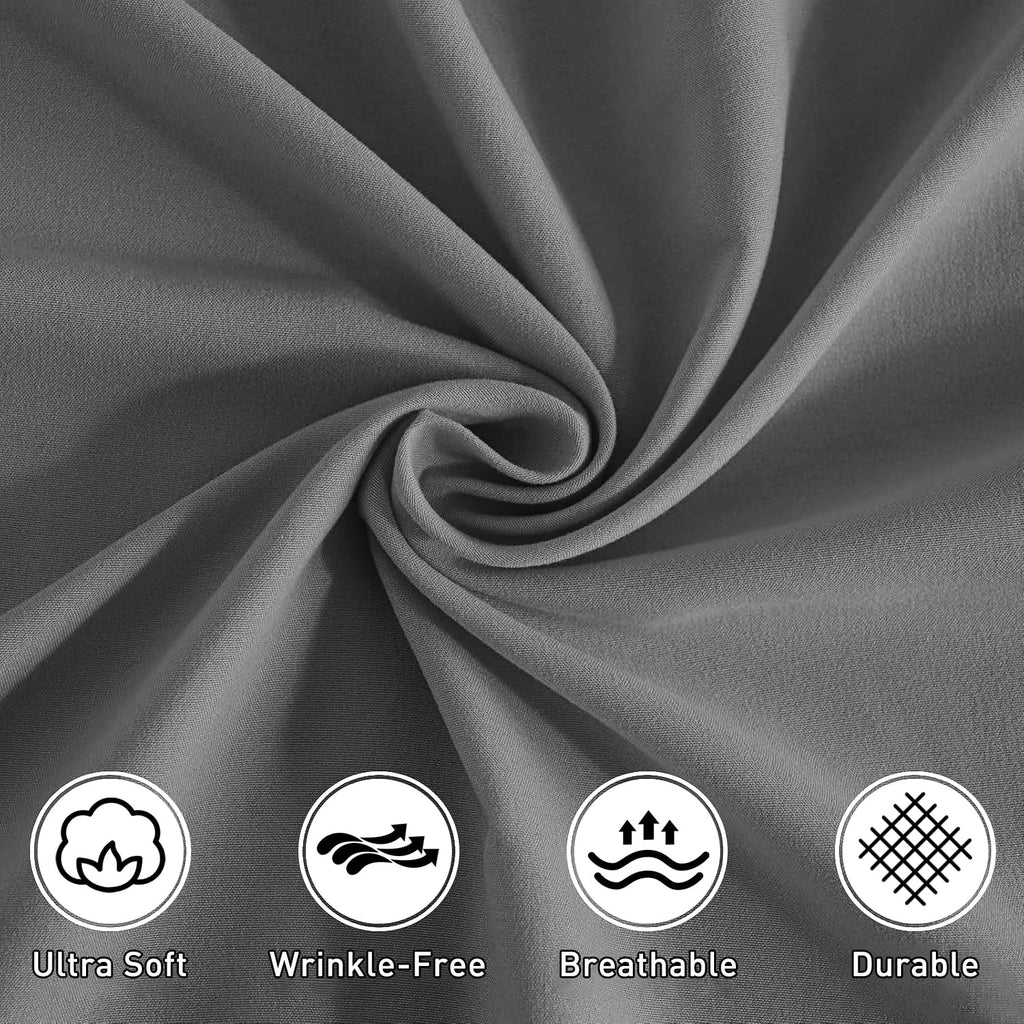 Premium Egyptian Cotton 4 Piece Bed Sheet Set, Queen Size Upgraded Cooling Deep Pocket Comfy Breathable Hotel Luxury Bedding, Extra Soft Wrin... - Breathable Egyptian Cotton Flat & Fitted Sheets Detail