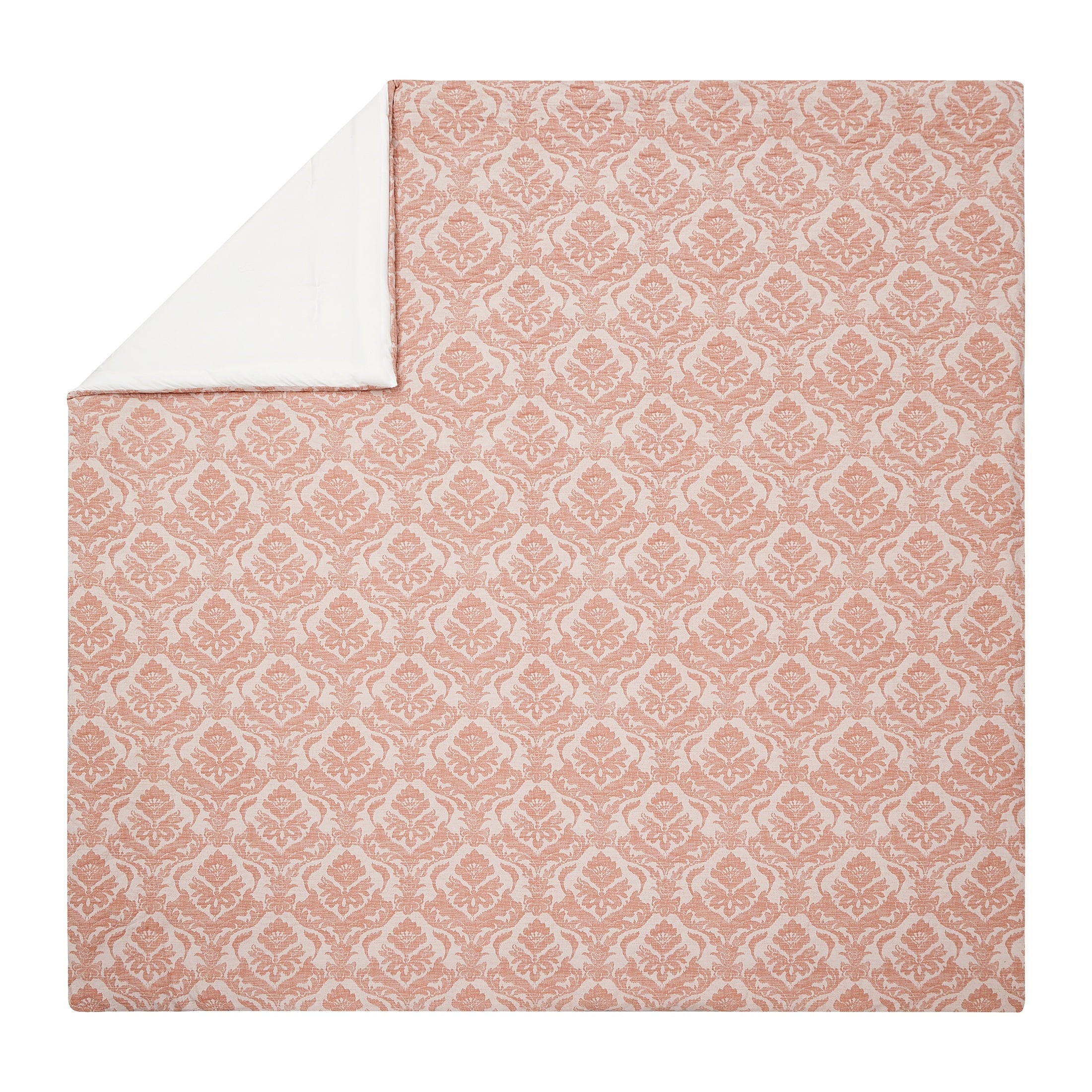All-Season Woven Damask 2-Piece Comforter Set, Blush, Full Queen, All Ages - Luxurious Quilted Duvet Cover Set Detail