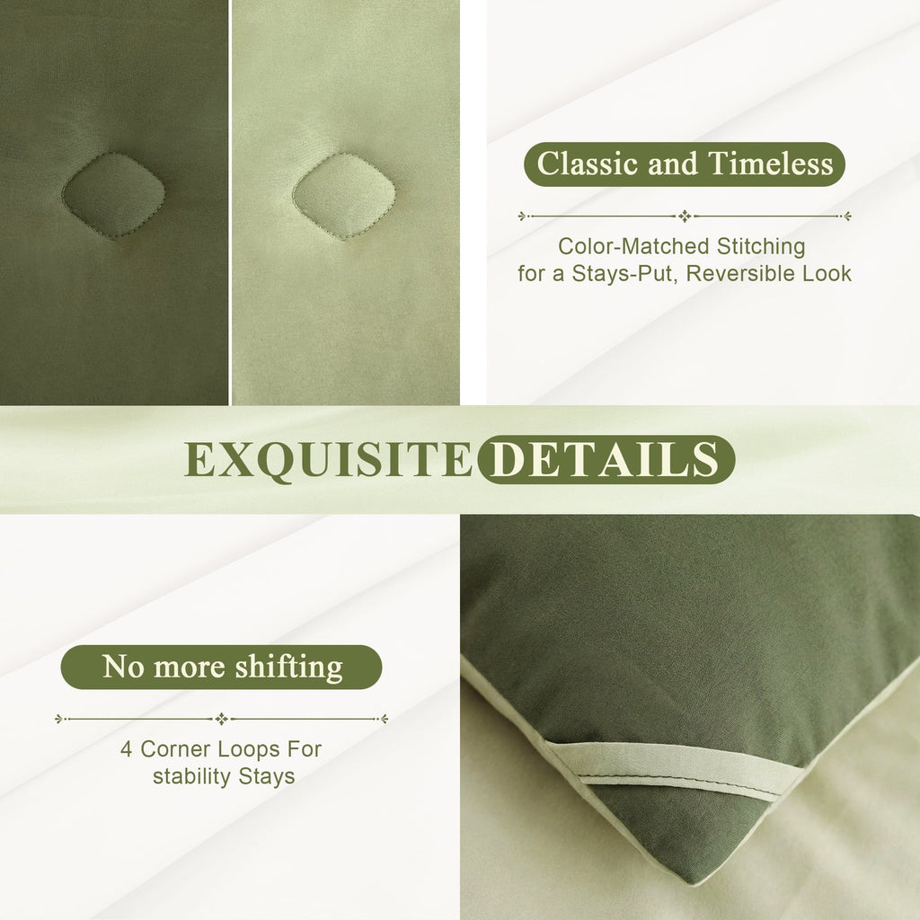 Hypoallergenic Cloud 7 Pieces Comforter Set Queen，Bed in A bag，All Seasons Bedding sets with Comforter,Fitted Sheet,Flat Sheet,Pillowcases... - Luxurious Quilted Duvet Cover Set Detail