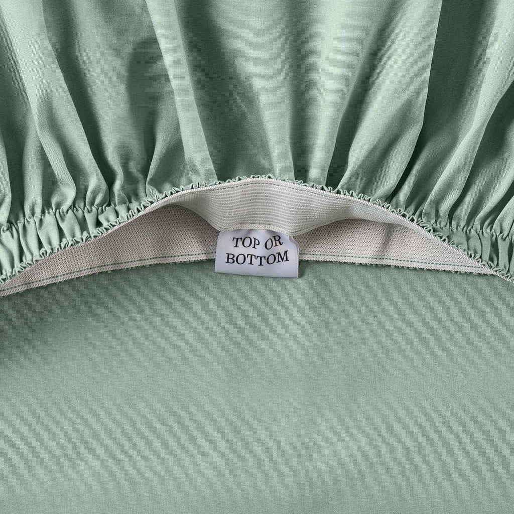 Premium Egyptian Cotton Cool & Crisp 4-Piece 300 Thread Count Green River Cotton Percale Sheet Set, Queen - Premium Ultra-Soft Pillowcase Pair for Sleeping Detail