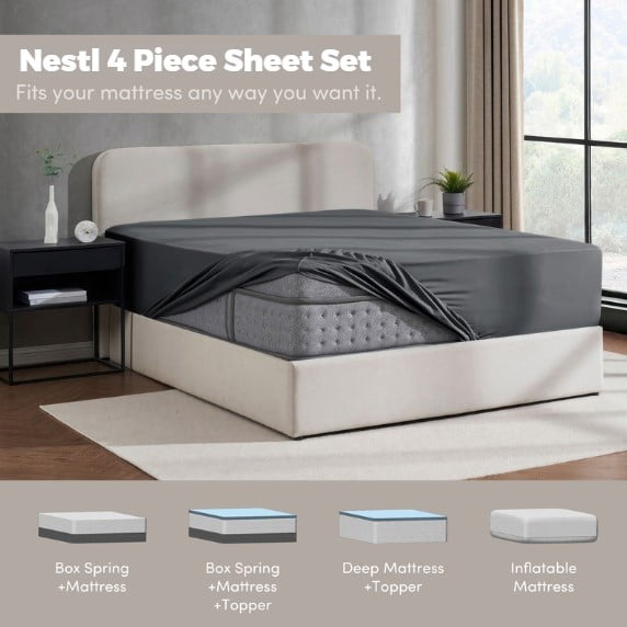 Breathable Luxury Queen Sheets Set, 1800 Series 4 Piece Sheets , Luxury Soft Microfiber Queen Size Bed Sheets Set, Gray - Luxury Bed Sheet Set with Deep Pockets Detail