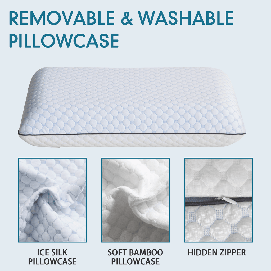 Ergonomic Memory Foam Gel Memory Foam Pillow, Queen Size Bed Pillow, Washable Cover, Cooling, Breathable Neck Pillow for Sleeping - Hotel Quality Plush Sleeping Pillows Detail
