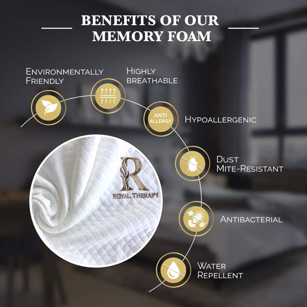 Orthopedic Support Queen Memory Foam Pillow + Extra Pillowcase, Bed Pillow for Neck & Shoulders for Adult - Ergonomic Memory Foam Pillow for Neck Pain Support Detail