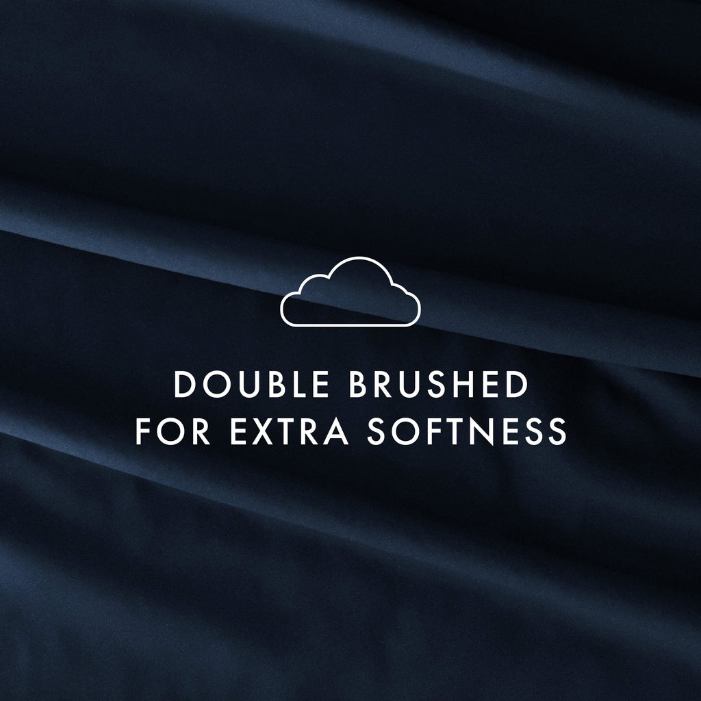 Breathable Luxury 4 Piece Solid Microfiber Bed Sheet Set, Navy, Queen - Luxury Bed Sheet Set with Deep Pockets Detail