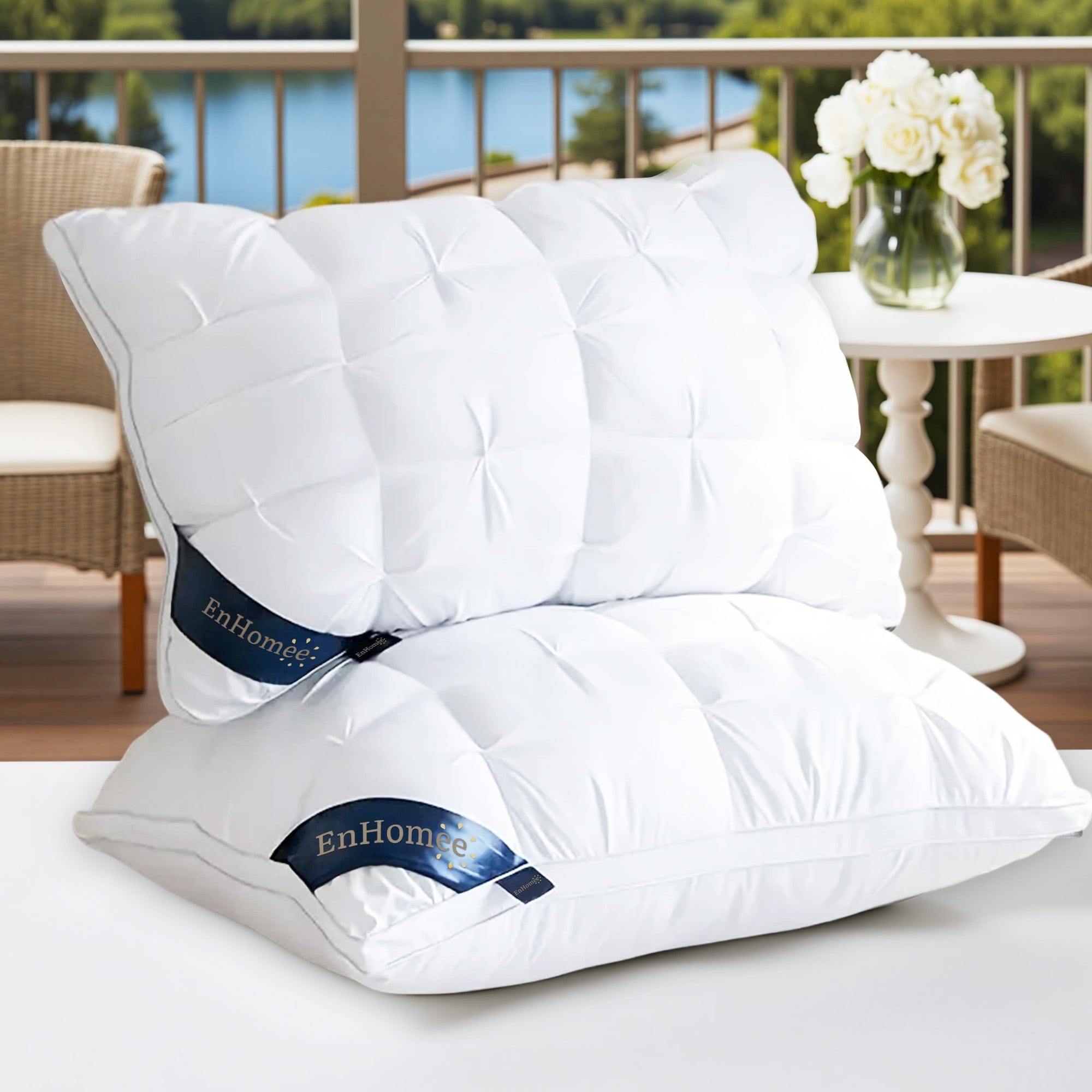 Orthopedic Support 2-Pack Luxurious Hotel-Quality ,Resistant to Flattening, All-Season,White - Orthopedic Shredded Foam Bed Pillow Set Detail