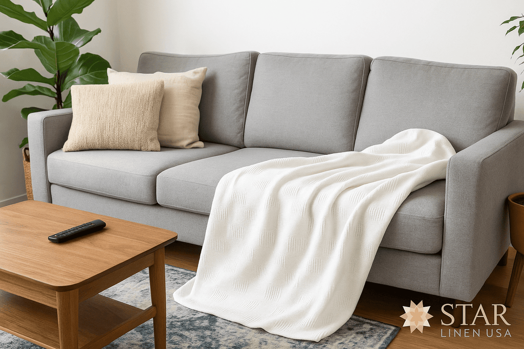Cozy Fleece Hospital Thermal Blanket Throw Snag Free | 100% Cotton | Twin 66"x90" | White (1) - Super Soft Reversible Sherpa Flannel Blanket Detail