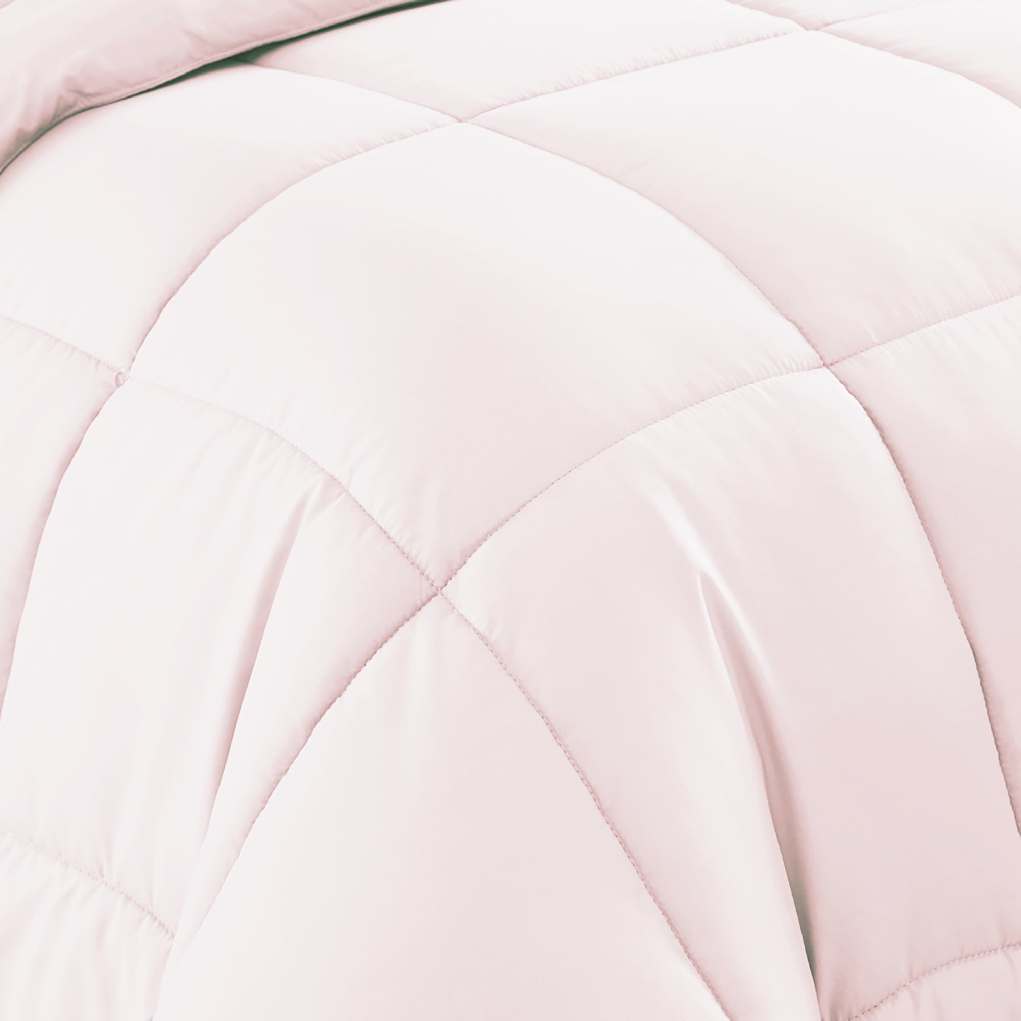 Fluffy Down Alternative Supreme 7 Piece Bed-In-A-Bag All Season Solid Comforter & Sheet Set, Full, Pale Pink - All-Season Down Alternative Comforter Insert Detail