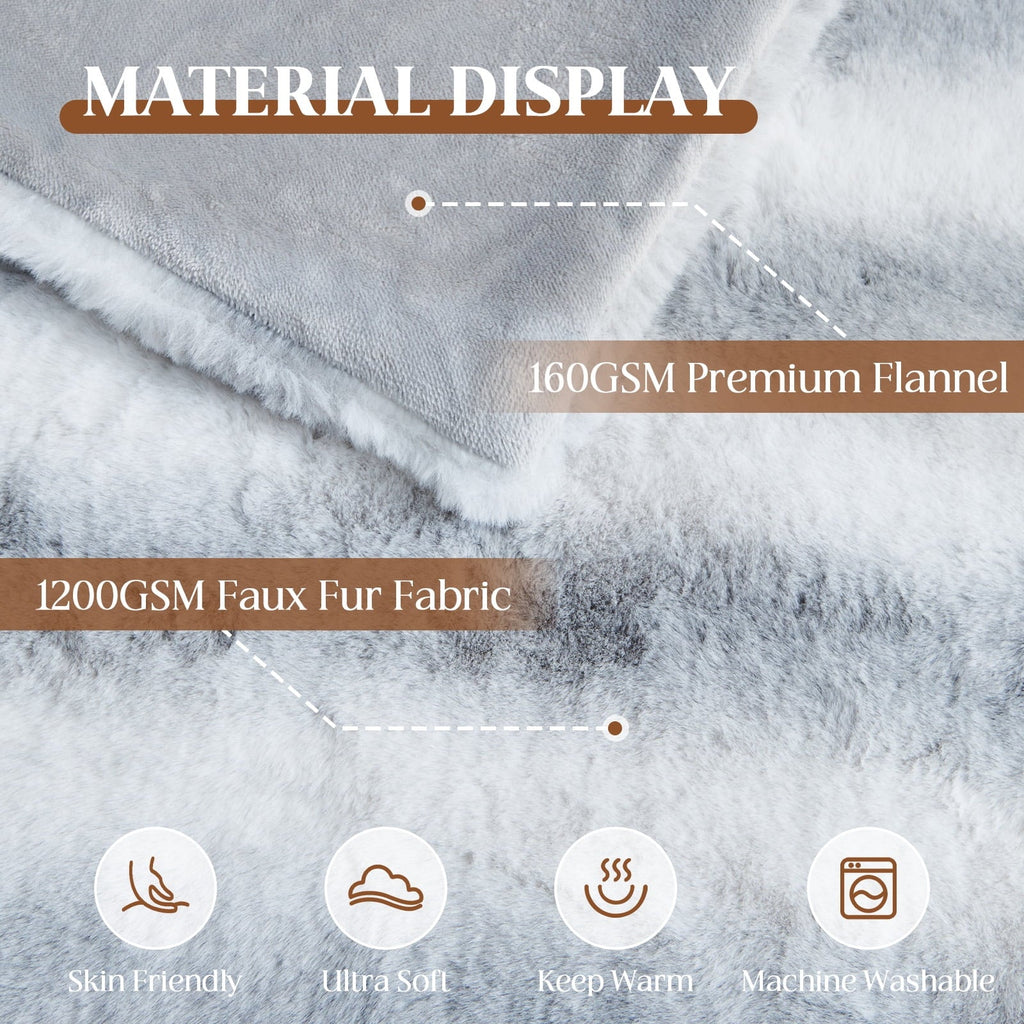 Super Soft Flannel Luxury Faux Fur Throw Blanket for Bed Super Thick Warm Fuzzy Blankets for Bedroom Living Room, 60" x 80", White - Luxury Knitted Decorative Throw Blanket with Fringes Detail