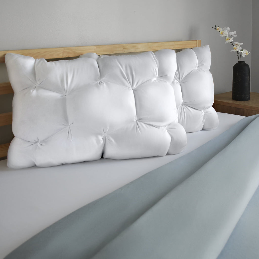 Decorative Plump Down Alternative Cloud Luxe Bed Pillows, Standard/Queen - Adaptive Huggable Core (2 Pack) - Orthopedic Shredded Foam Bed Pillow Set Detail