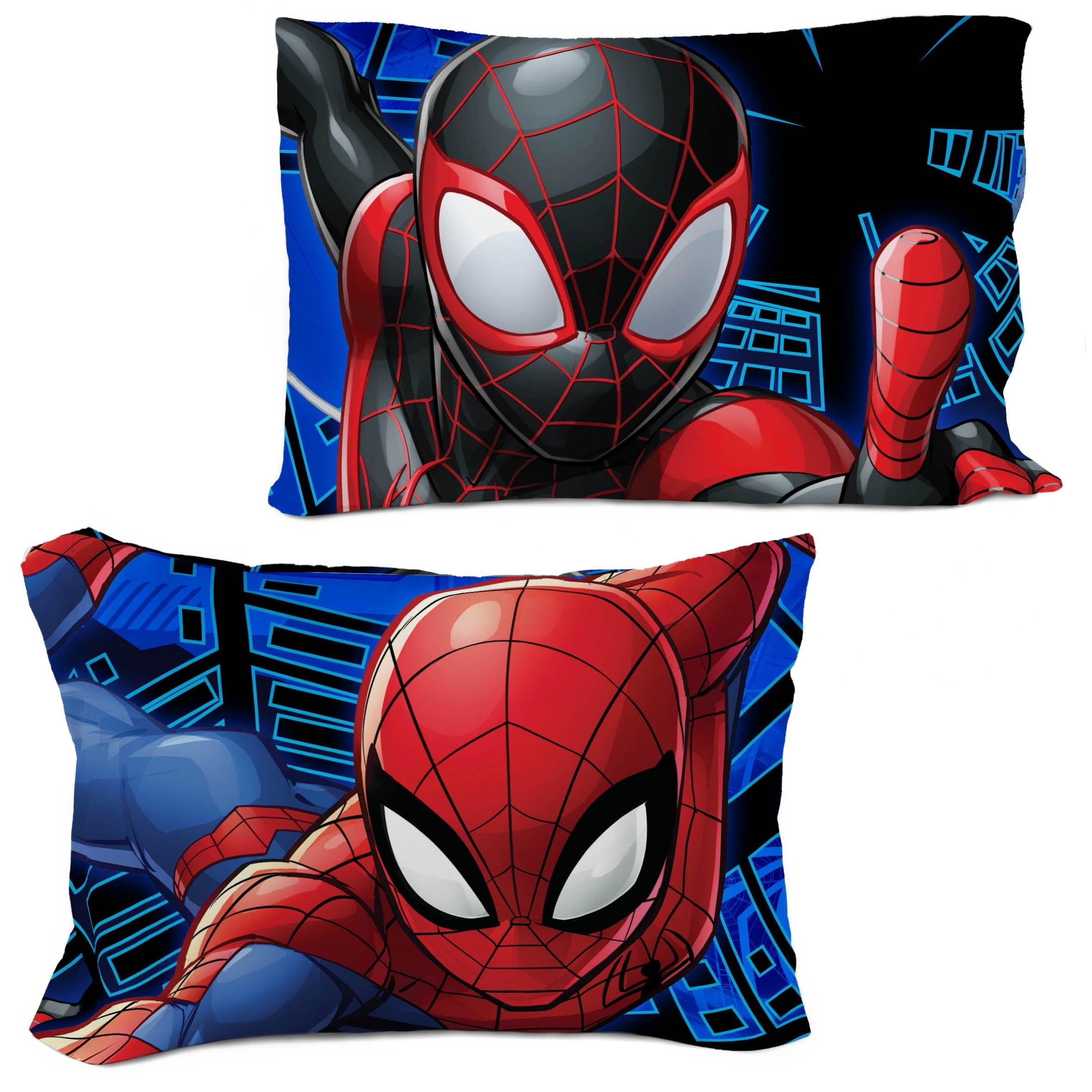 Luxurious Quilted Spiderman Techno City Kids 2 Piece Blue Reversible Comforter and Pillowcase Set, Twin/Full - Luxurious Quilted Duvet Cover Set Detail