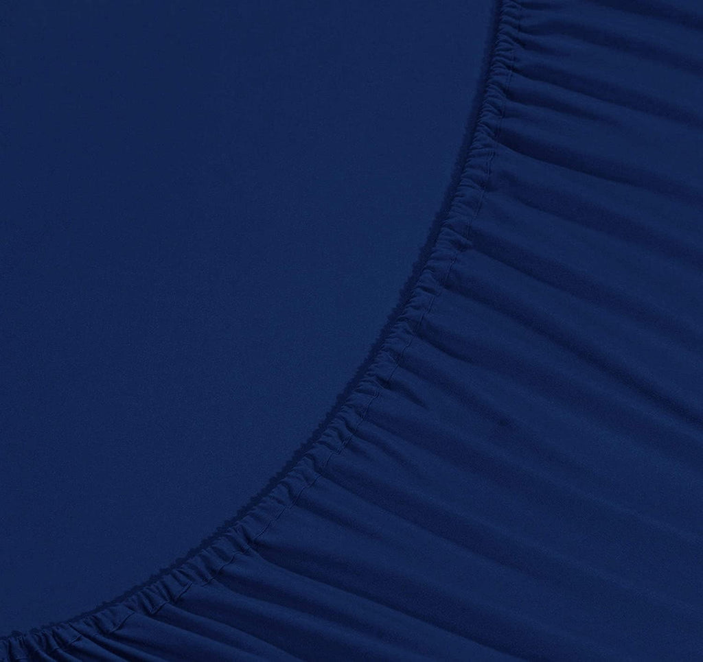 Wrinkle-Resistant 4-Piece Microfiber Bed Sheet Set, Soft & Breathable, Wrinkle & Fade Resistant, Deep Pocket, Queen, Navy Blue - Luxury Bed Sheet Set with Deep Pockets Detail