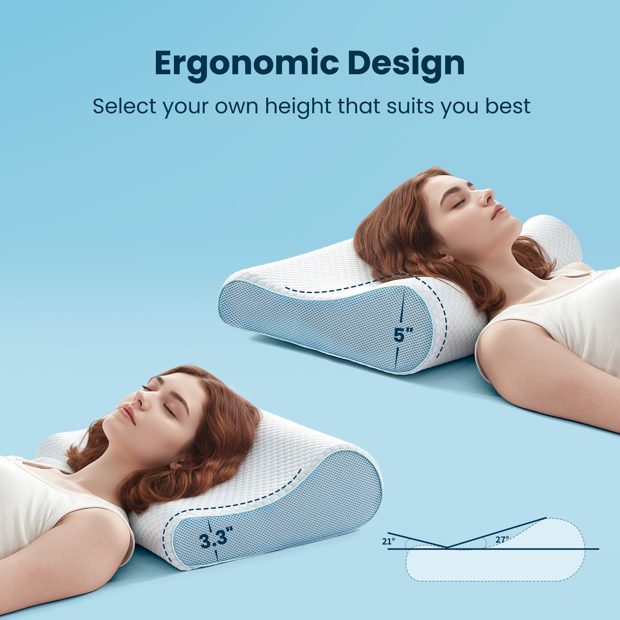 Orthopedic Support Standard Cooling Memory Foam Pillow, Ergonomic Adjustable Orthopedic Contour Bed Pillows Neck Support for Side Back S... - Hotel Quality Plush Sleeping Pillows Detail
