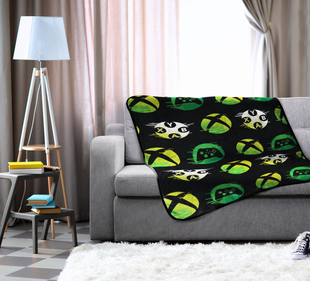 Decorative Knitted Head Glow In The Dark Kids Throw Blanket, 46 x 60, Microfiber, Black - Cozy Fleece Throw Blanket for Couch & Bed Detail