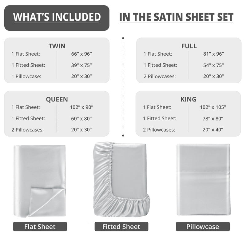 Wrinkle-Resistant Lux Decor Luxury Satin Sheets King Size - 4 Piece Cooling Bed Sheet Set, Silky Soft & Smooth, Deep Pockets up to 15",... - Cooling Hotel Quality Bedding Sheets and Pillowcases Detail