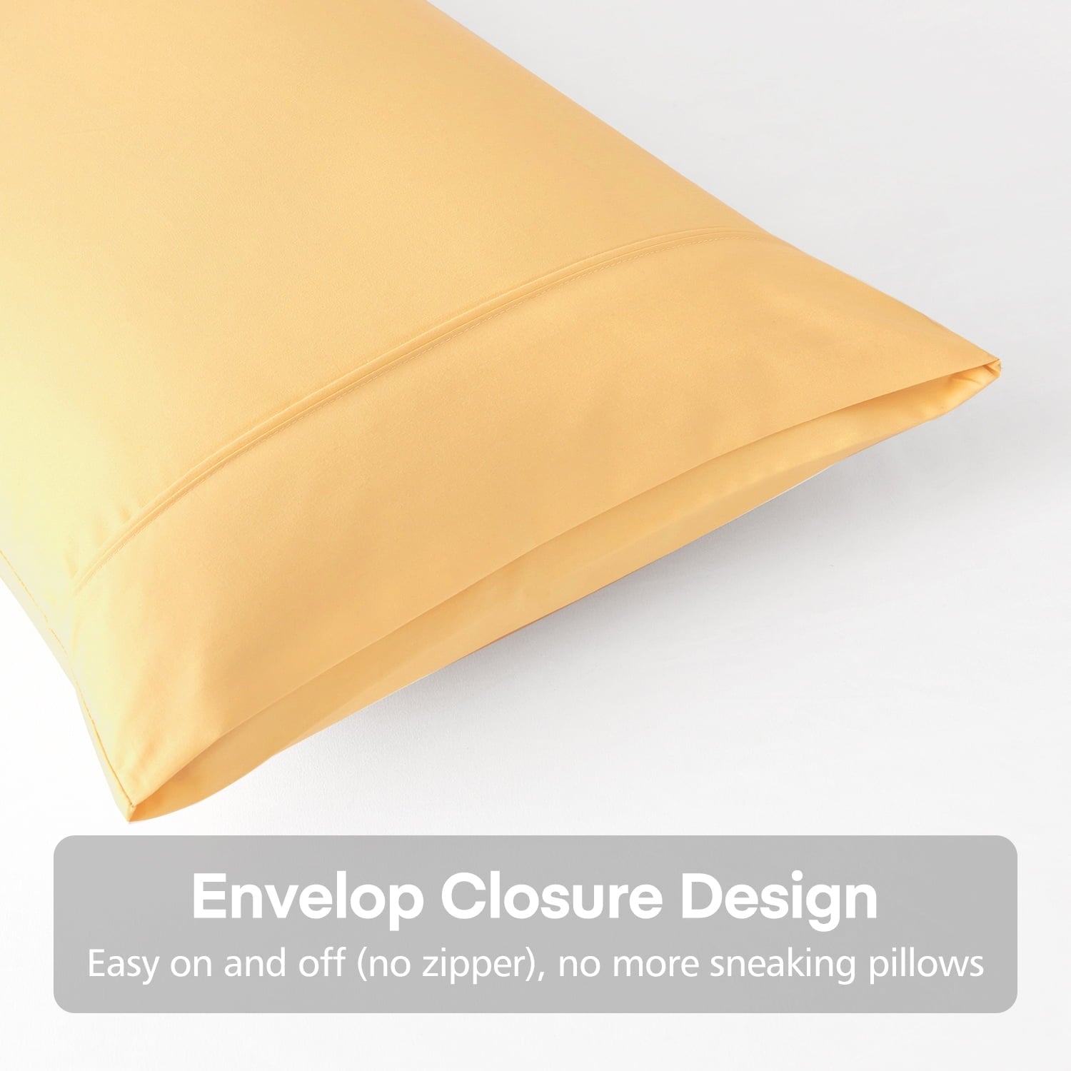 Decorative Plump Solid Print Pillow Cases, King, Beige, 2-Pieces - Ergonomic Memory Foam Pillow for Neck Pain Support Detail
