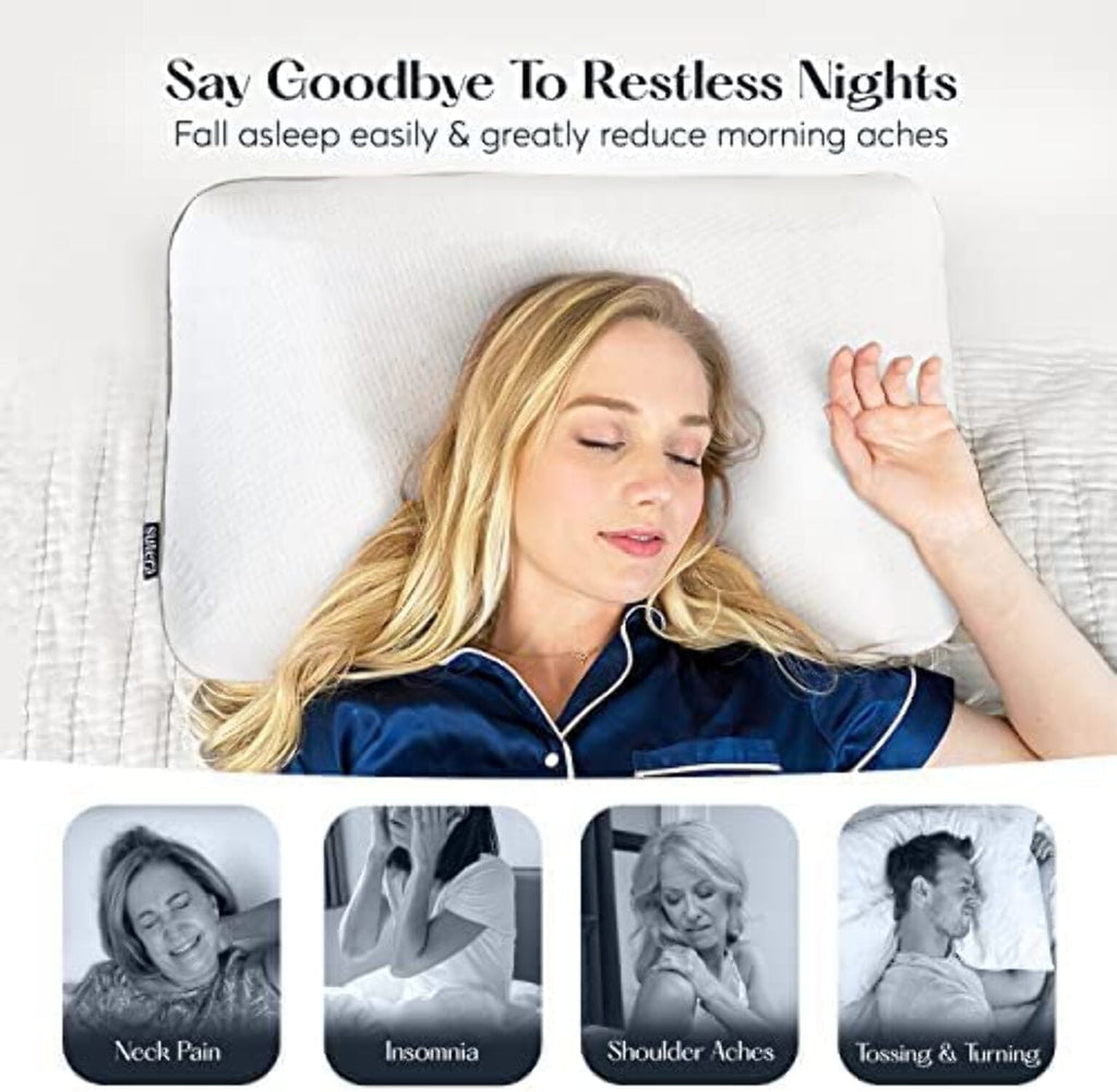 Decorative Plump Plush Zen Bed Pillow, Lavender Scented Cooling Adaptive Memory Foam Queen - Hotel Quality Plush Sleeping Pillows Detail