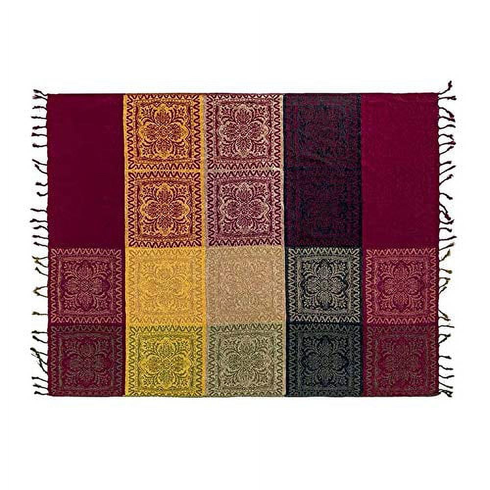 Reversible Sherpa 75x60 Inch Machine Wash Boho Tribal Throws Blankets Colorful Bohemian Hippie Chenille Throw Covers Couch Furniture So... - Luxury Knitted Decorative Throw Blanket with Fringes Detail