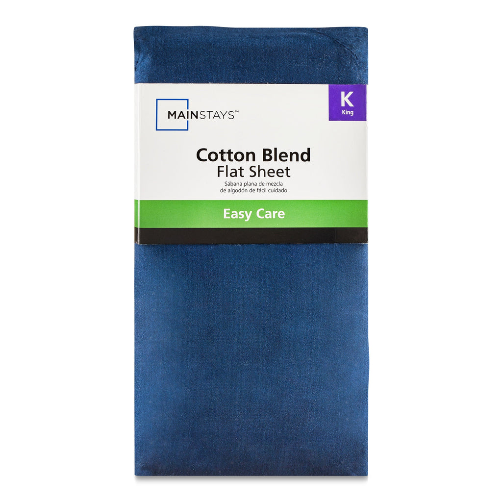 Breathable Luxury 300 Thread Count Easy Care Blue Cove Cotton Blend Percale Flat Bed Sheet, King - Cooling Hotel Quality Bedding Sheets and Pillowcases Detail