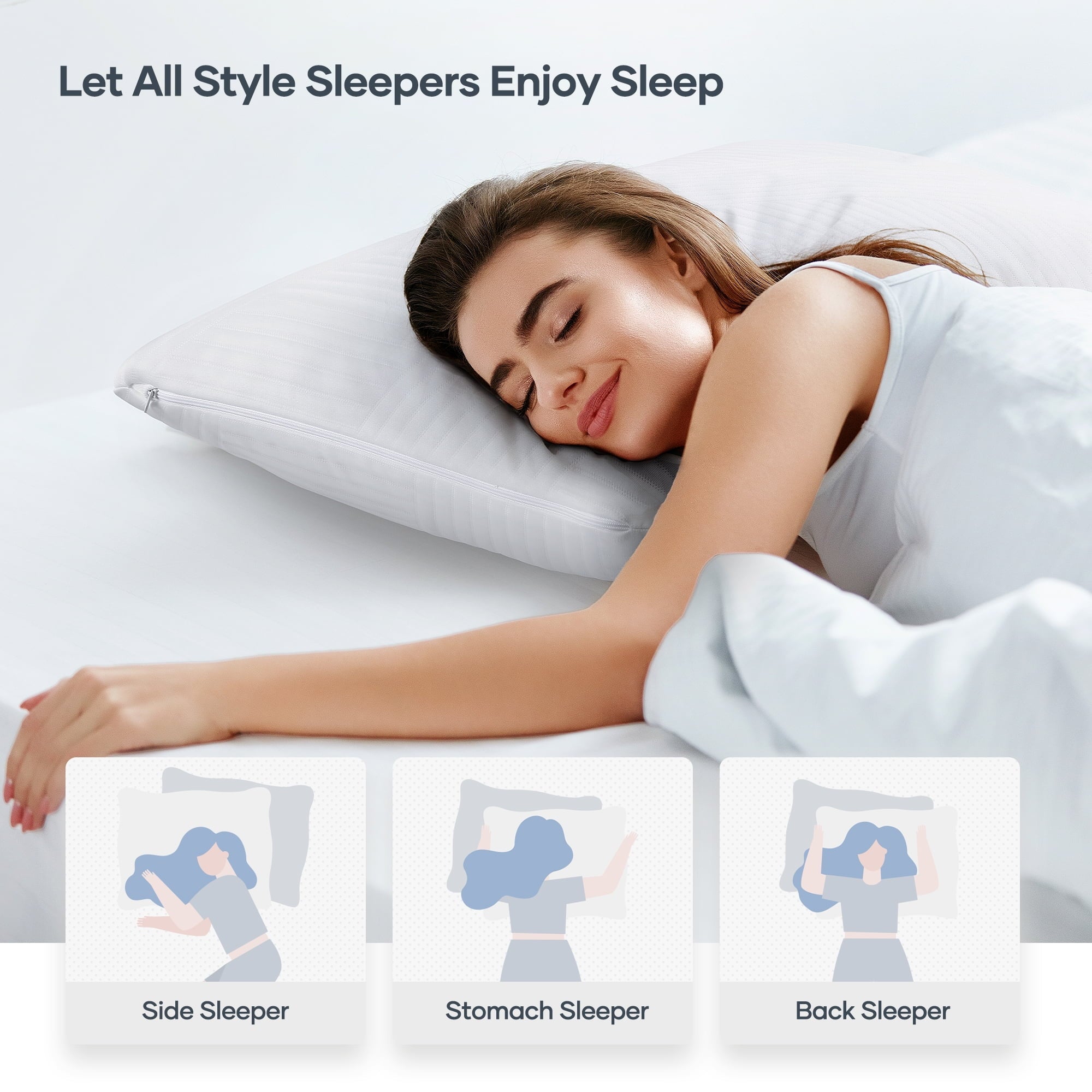 Orthopedic Support Shredded Memory Foam Pillow 2 Pack Pillow for Bed, Side, Back and Stomach Sleepers, CertiPUR-US Certified 28"x20" - Orthopedic Shredded Foam Bed Pillow Set Detail