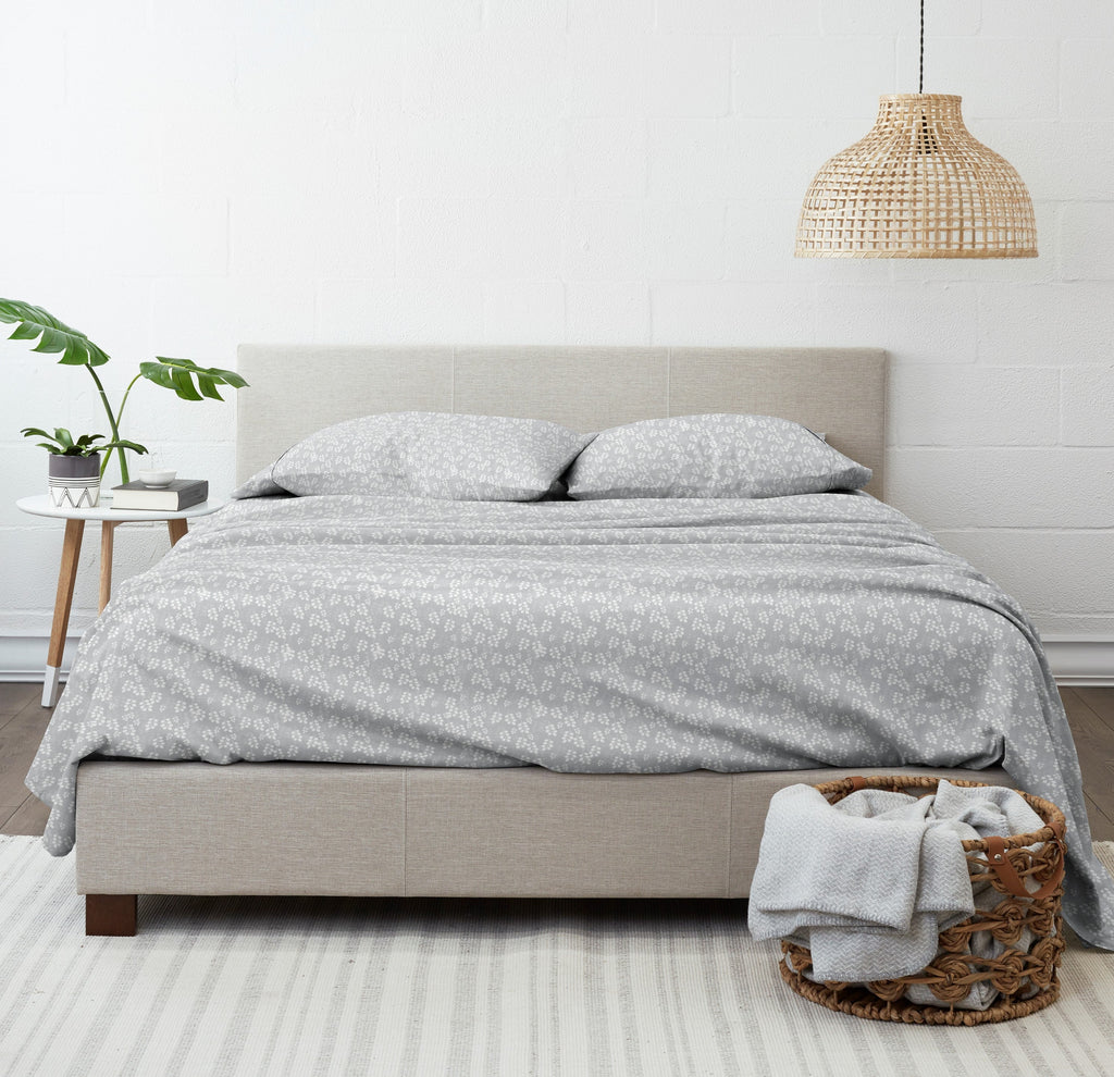 Wrinkle-Resistant 4 Piece Pattern Microfiber Bed Sheets Set, Gray Wheat, Full - Cooling Hotel Quality Bedding Sheets and Pillowcases Detail
