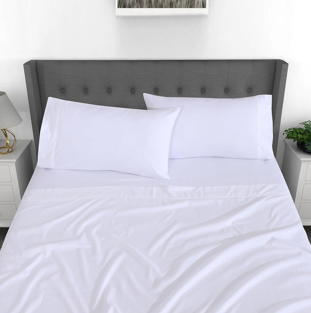 Ultra-Soft Set - Luxurious Silky Soft Microfiber Bedding - Cozy & Comfy - 15 inch Deep Pocket (Fits up to 17") Hotel Bed - 4 Pcs... - Breathable Egyptian Cotton Flat & Fitted Sheets Detail