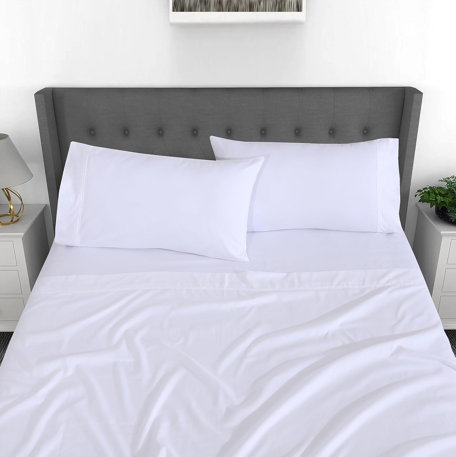 Ultra-Soft Set - Luxurious Silky Soft Microfiber Bedding - Cozy & Comfy - 15 inch Deep Pocket (Fits up to 17") Hotel Bed - 4 Pcs... - Breathable Egyptian Cotton Flat & Fitted Sheets Detail