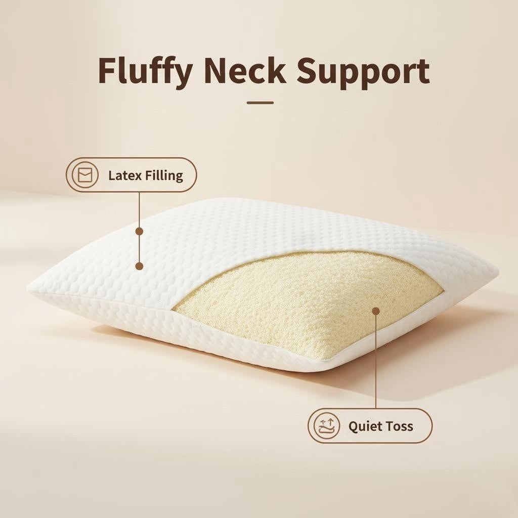 Orthopedic Support Queen Size Latex Pillow (2 Pack) Shredded Natural Latex Cooling Bed Pillows for Side & Back Sleepers, Medium Firm Sup... - Decorative Throw Pillow Cushion for Sofa & Bed Detail