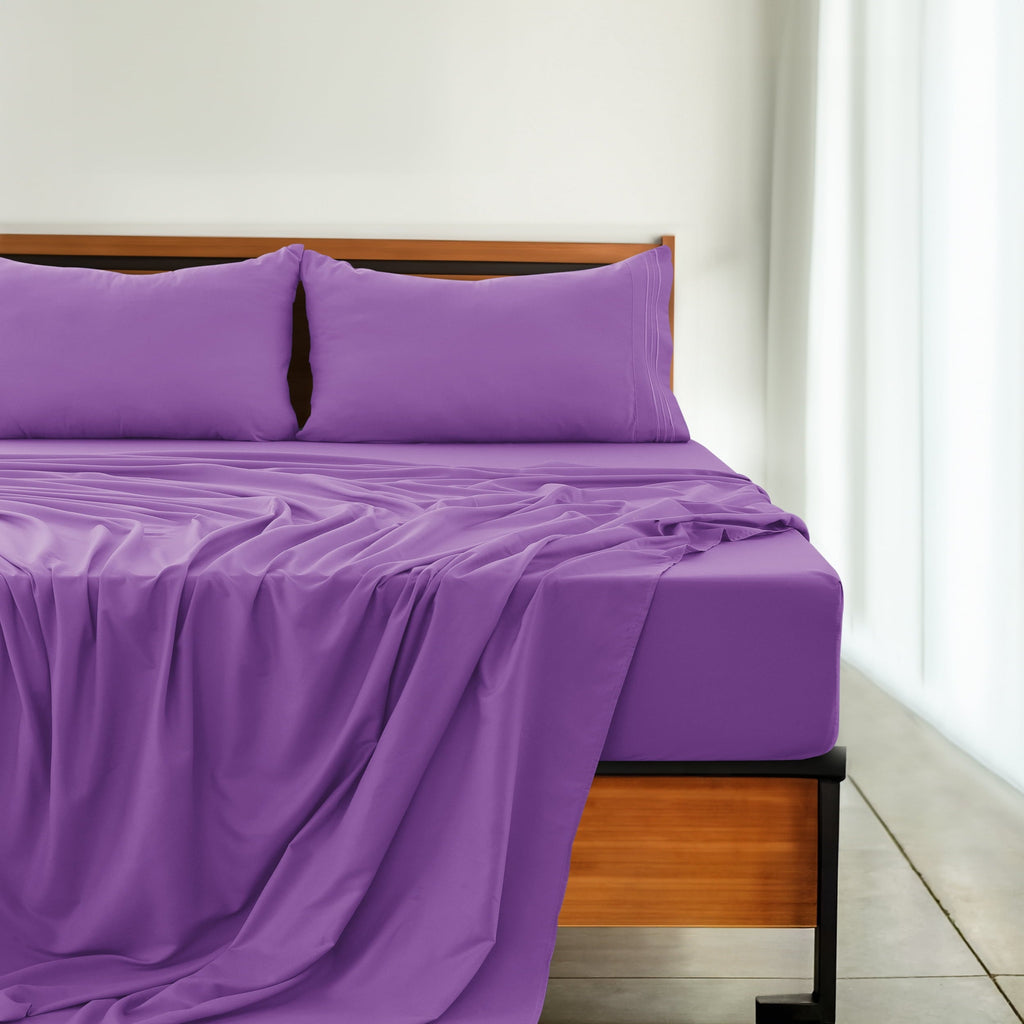Cooling Sateen Queen Size Sheets Set Brushed Microfiber High GSM, 4 Piece Sheet Set Upto 16 Inches Deep Pocket Bedding Sheets & Pillow - Cooling Hotel Quality Bedding Sheets and Pillowcases Detail