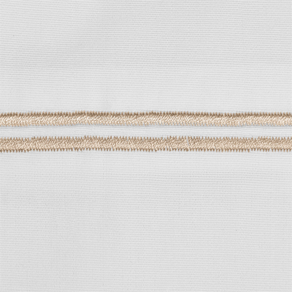 Breathable Luxury 4-Piece 300 Thread Count White Pima Cotton Bed Sheet Set with Tan Hem, Full , Adult/Teen - Cooling Hotel Quality Bedding Sheets and Pillowcases Detail