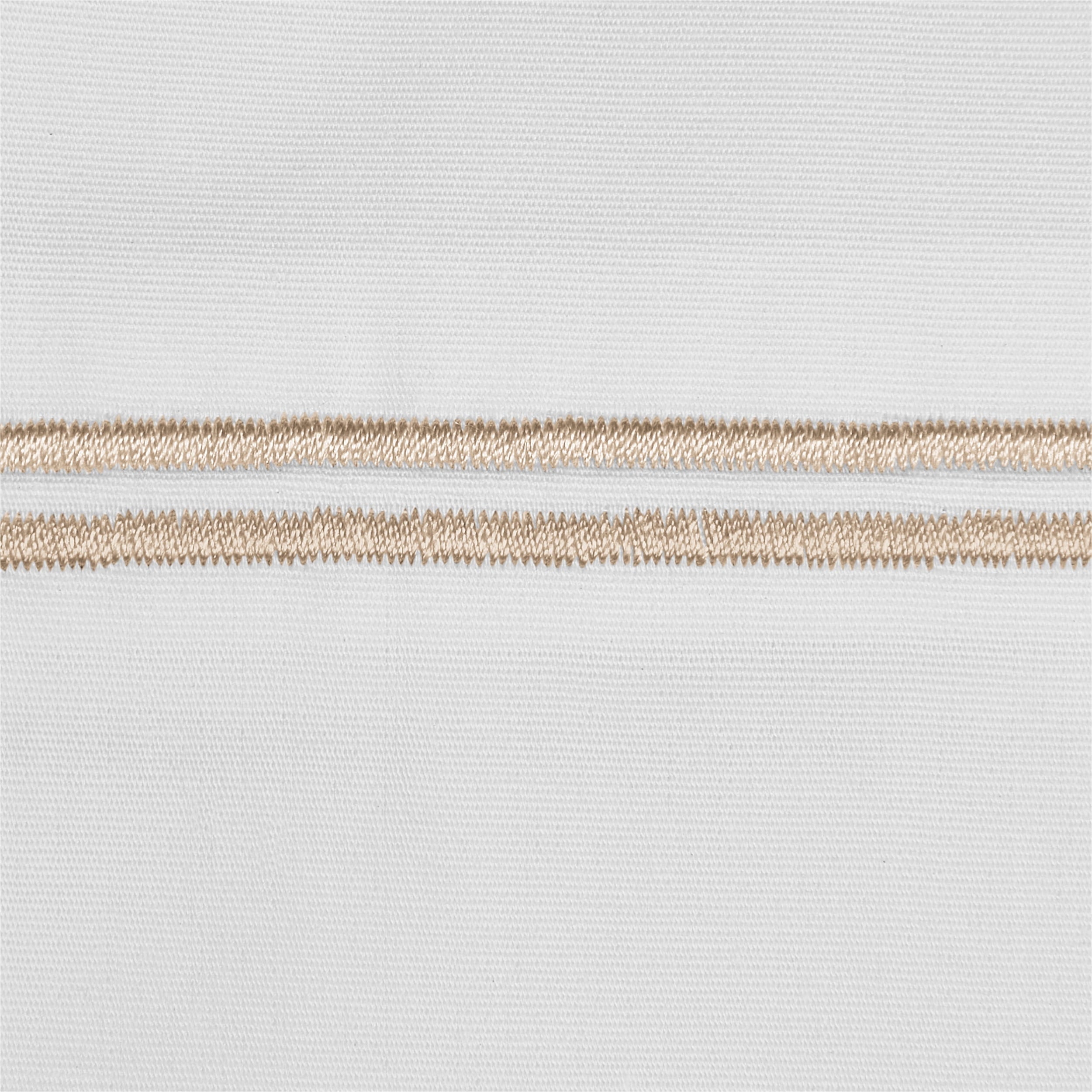 Breathable Luxury 4-Piece 300 Thread Count White Pima Cotton Bed Sheet Set with Tan Hem, Full , Adult/Teen - Cooling Hotel Quality Bedding Sheets and Pillowcases Detail