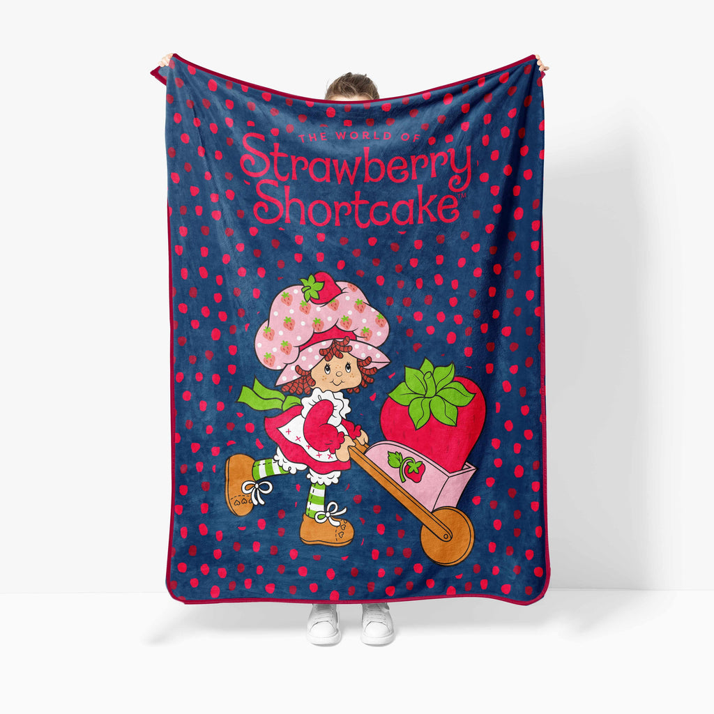 Cozy Fleece Strawberry Shortcake Berry Meadows 46" x 60" Coral Fleece Throw Blanket, Kids, Polyester, Navy - Cozy Fleece Throw Blanket for Couch & Bed - Default Title