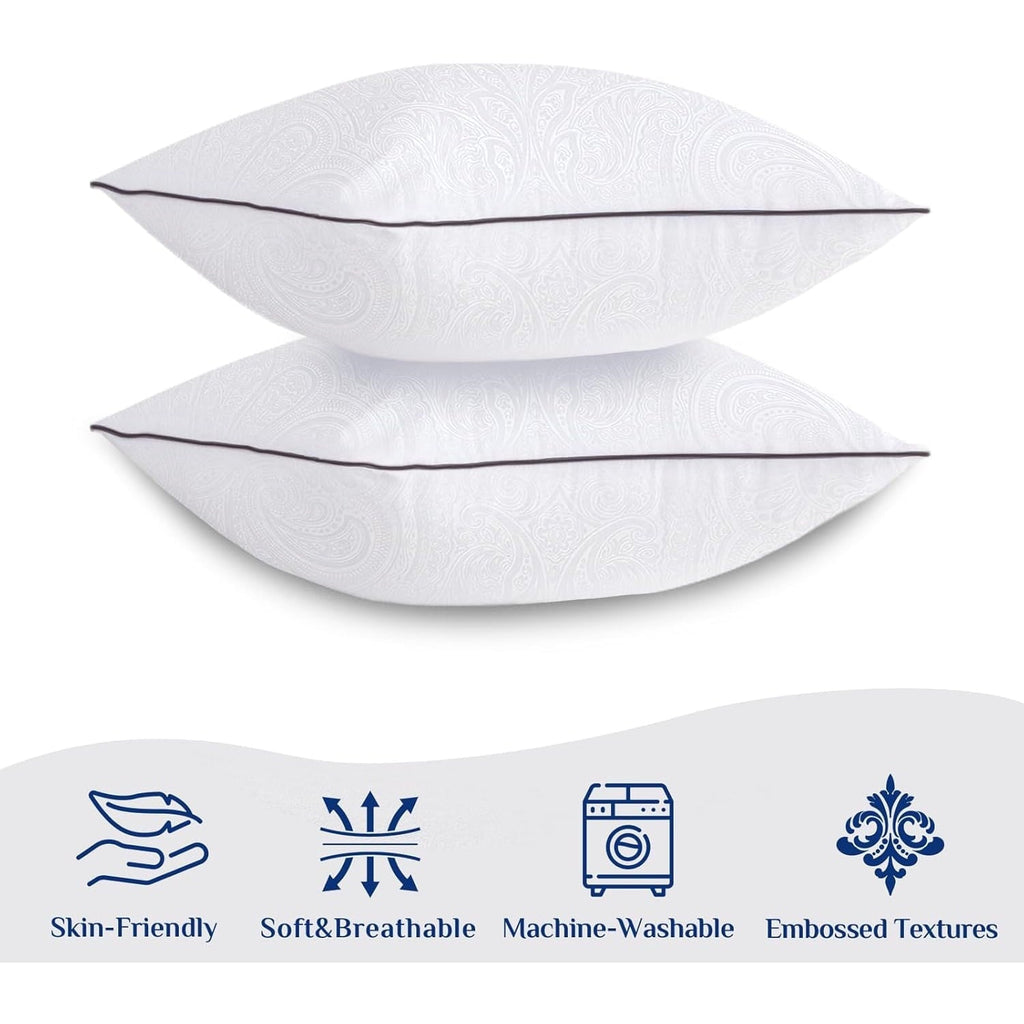 Hotel Collection for Sleeping, Soft and Supportive Throw for Couch, Bed and Sofa, Down Alternative Pillow, 26x26 Inches - Ergonomic Memory Foam Pillow for Neck Pain Support Detail