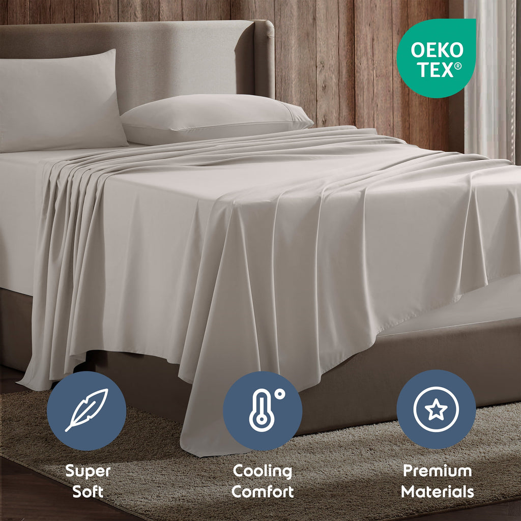 Wrinkle-Resistant Extra Deep Pocket Full Sheets Set, 4 Piece, Fits 18"-24" Mattress, Breathable & Extra Soft Bed Sheets, Linen - Luxury Bed Sheet Set with Deep Pockets Detail