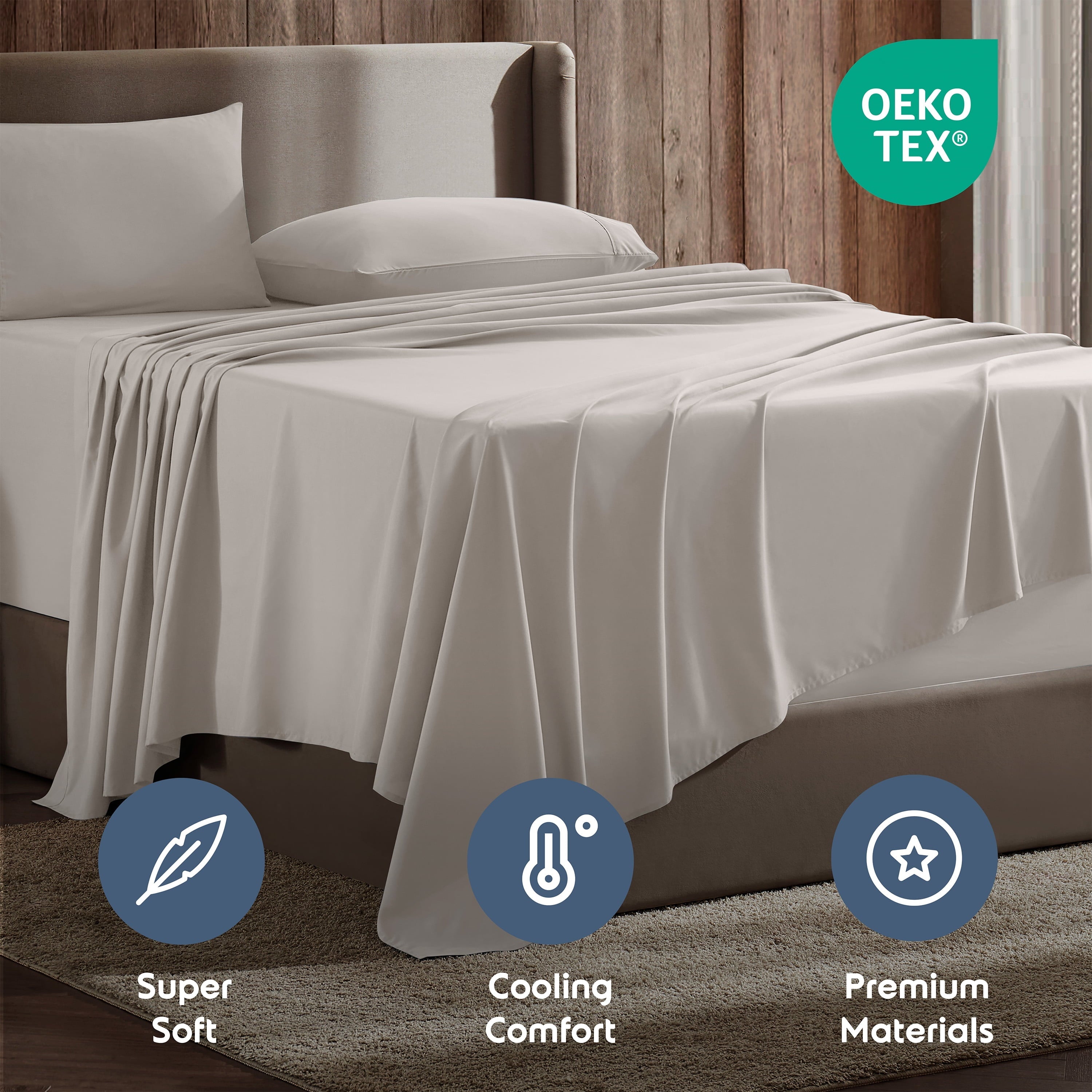 Wrinkle-Resistant Extra Deep Pocket Full Sheets Set, 4 Piece, Fits 18"-24" Mattress, Breathable & Extra Soft Bed Sheets, Linen - Luxury Bed Sheet Set with Deep Pockets Detail