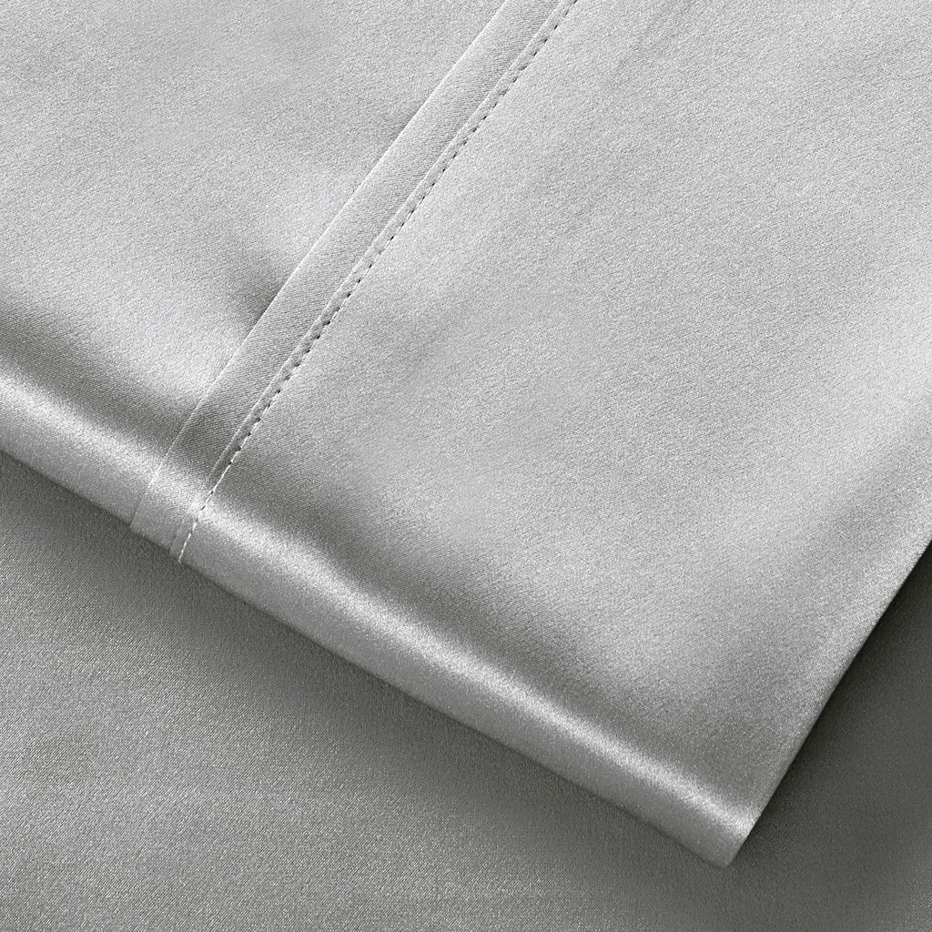 Breathable Luxury Luxury Satin Sheets Set Full Size Light Gray, 4-Piece Bedding Sets with Deep Pockets - Soft and Smooth Satin Bed Shee... - Breathable Egyptian Cotton Flat & Fitted Sheets Detail