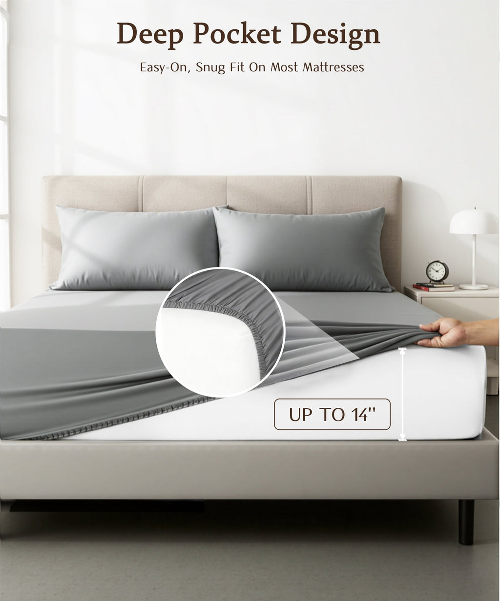 Wrinkle-Resistant Full Size 4 Piece Sheet Set, Comfy Breathable Cooling Bed Sheets Set, Hotel Luxury Bedding, Deep Pockets, Ultra-Soft,... - Premium Ultra-Soft Pillowcase Pair for Sleeping Detail
