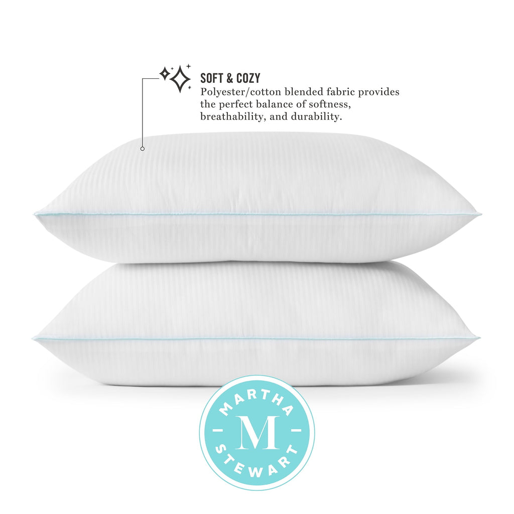 Fluffy Shredded Classic Stripe Bed Pillows Standard / Queen Size Set Of 2, Enhanced Loft Plush Pillow for All Sleep Positions, 20" x ... - Decorative Throw Pillow Cushion for Sofa & Bed Detail