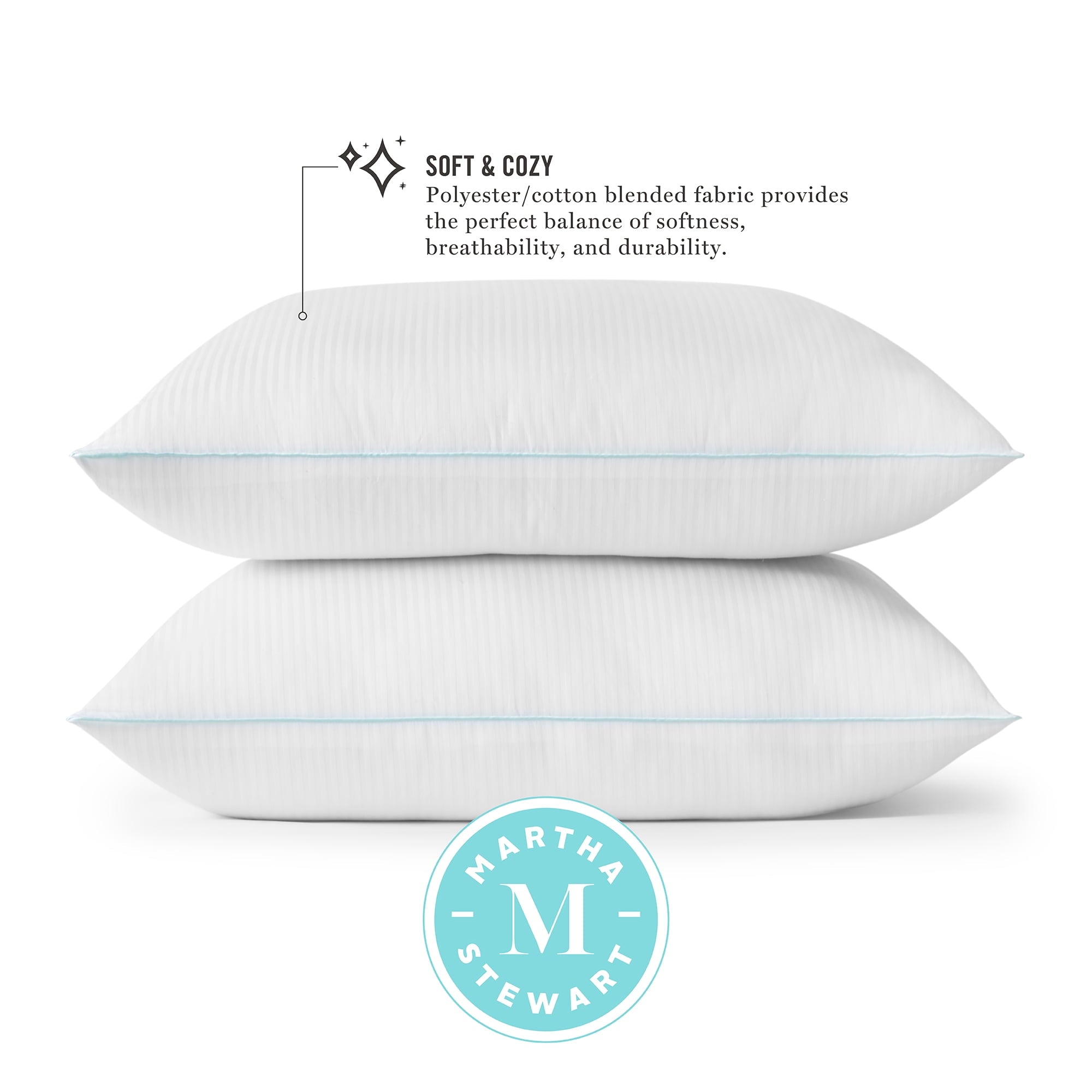 Fluffy Shredded Classic Stripe Bed Pillows Standard / Queen Size Set Of 2, Enhanced Loft Plush Pillow for All Sleep Positions, 20" x ... - Decorative Throw Pillow Cushion for Sofa & Bed Detail