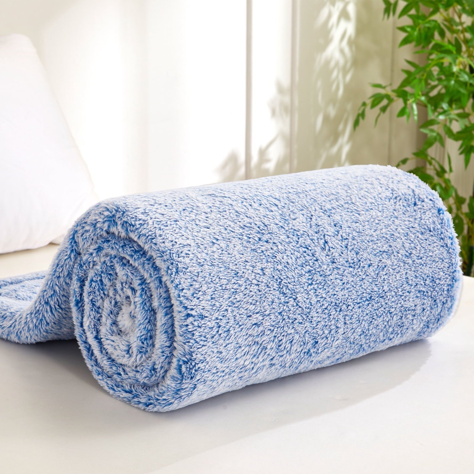 Super Soft Flannel Plush Fuzzy Large Fleece Throw Blanket (50" x 70", Mixed Cobalt Blue)- Soft, Warm and Lightweight - Lightweight Plush Warm Blanket for All Seasons Detail