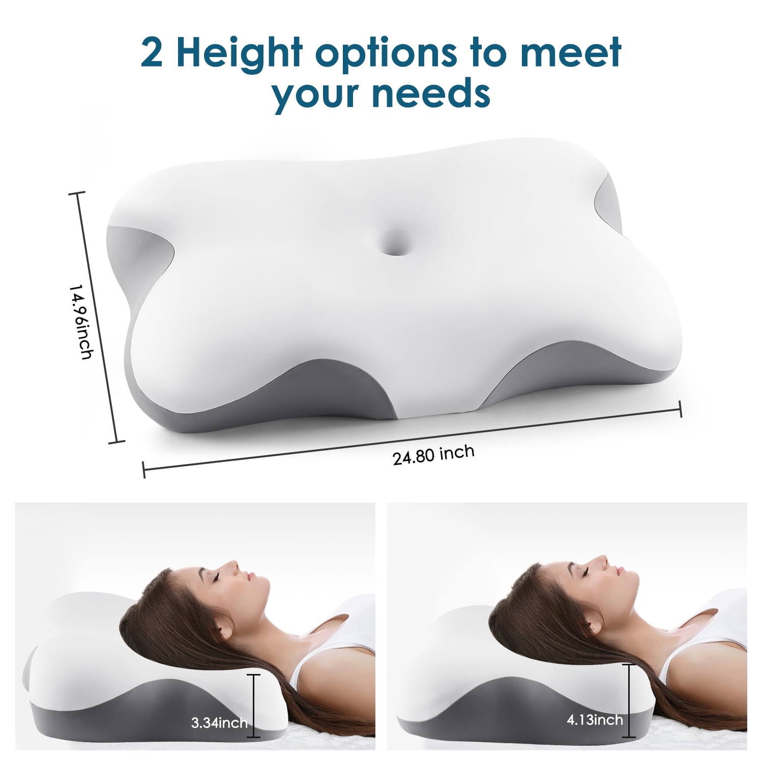 Fluffy Shredded Memory Foam Bed Pillow for Pain Relief,Ergonomic Memory Foam Pillows for Sleeping for Side Back Stomach&Sleepers with... - Decorative Throw Pillow Cushion for Sofa & Bed Detail