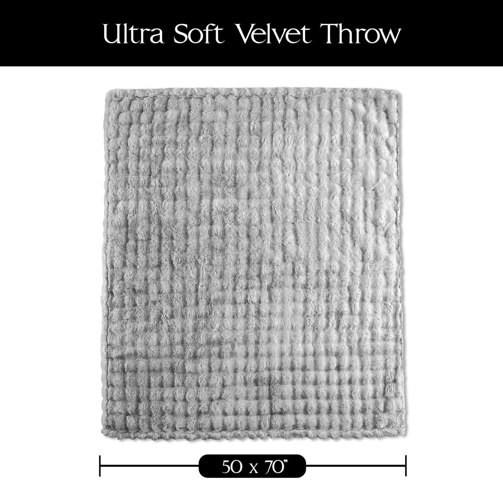 Super Soft Flannel Serenade Gray Textured Faux Fur Throw Blanket, 50 x 70 - Cozy Fleece Throw Blanket for Couch & Bed Detail