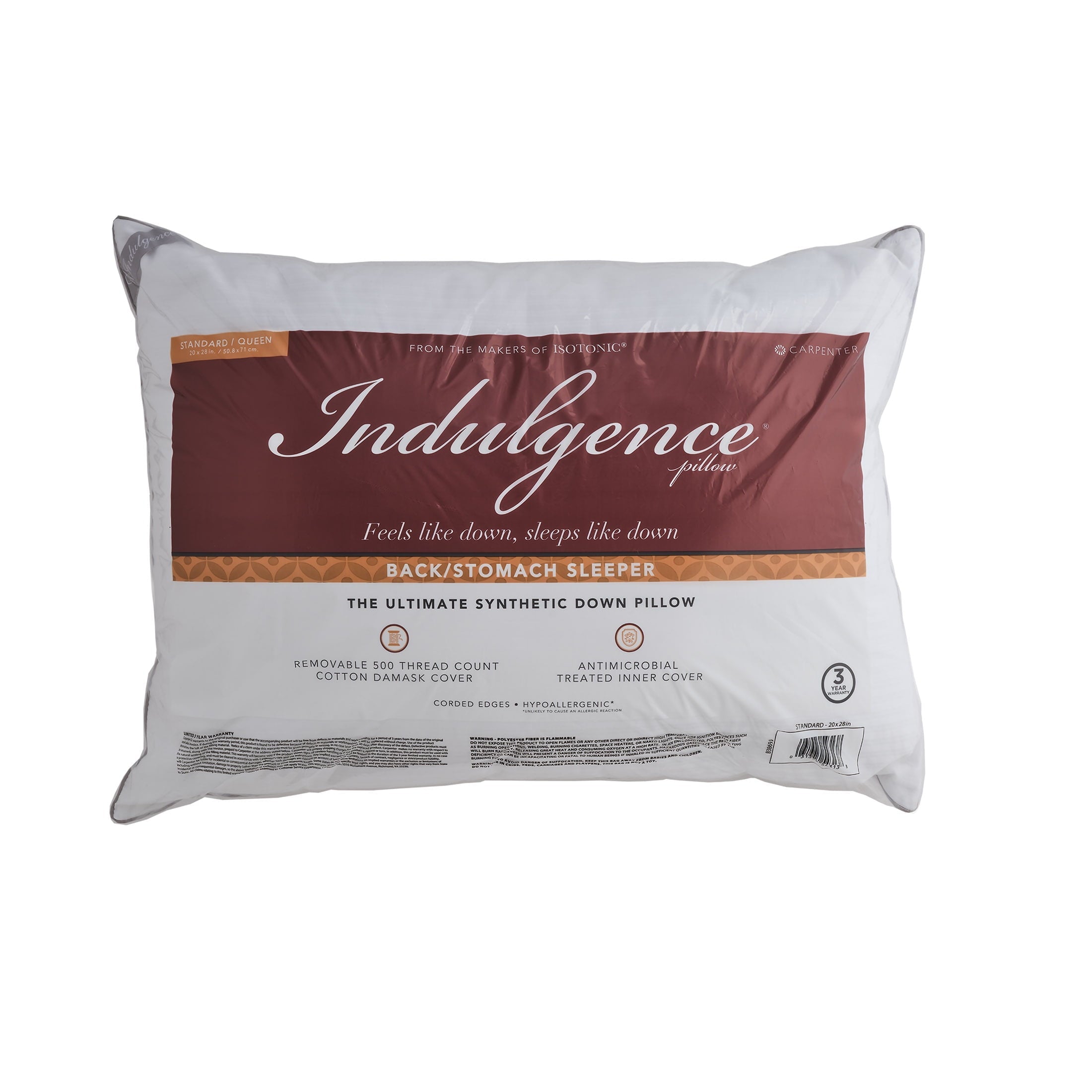 Ergonomic Memory Foam Down Alternative Bed Pillow, Standard/Queen - Decorative Throw Pillow Cushion for Sofa & Bed Detail