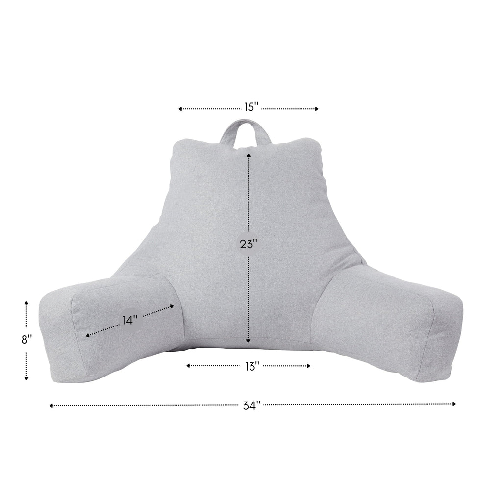 Orthopedic Support Jumbo Cement Gray Polyester Bed Rest Pillow - Decorative Throw Pillow Cushion for Sofa & Bed Detail