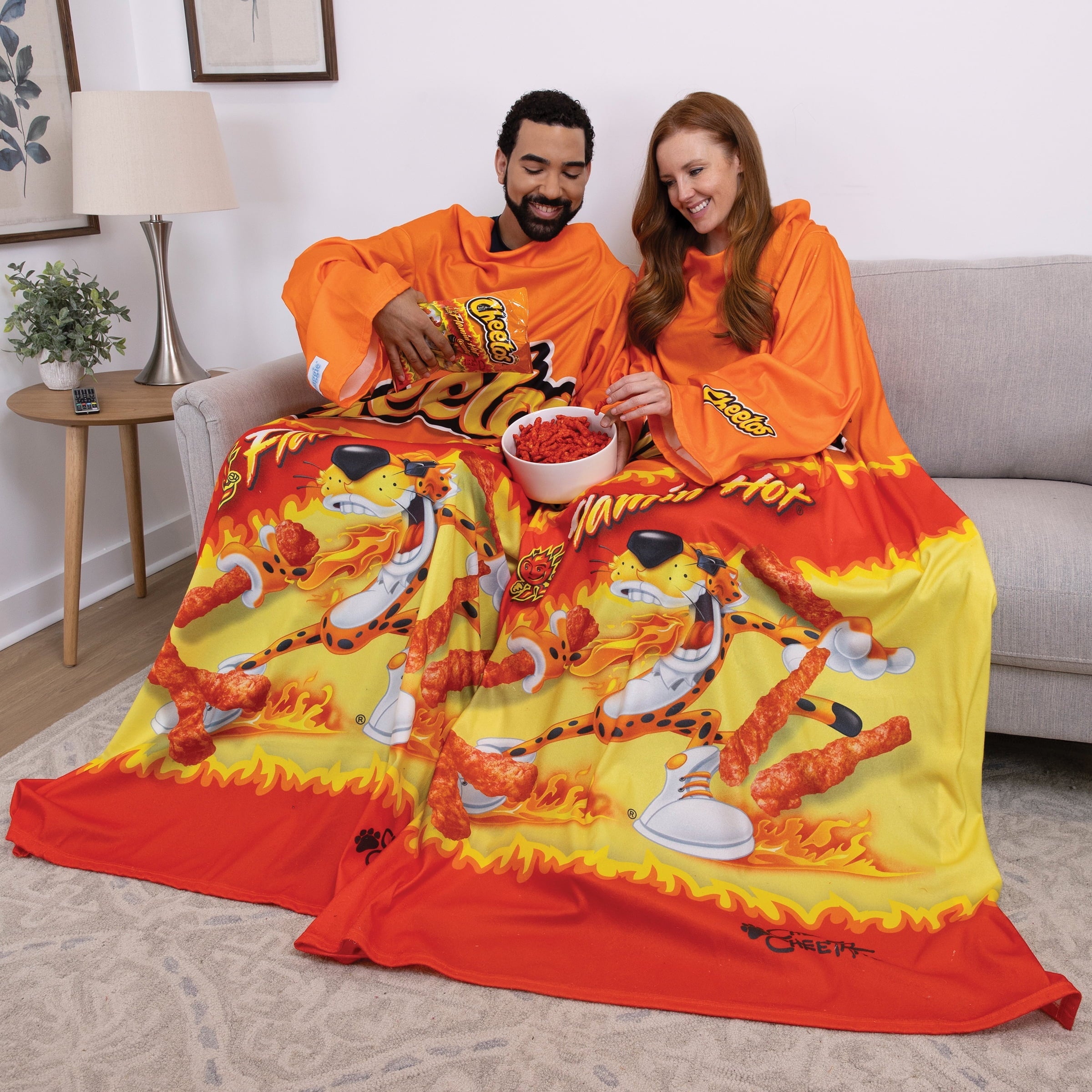 Cozy Fleece Cheetos Flaming Hot Wearable Blanket - Lightweight Plush Warm Blanket for All Seasons Detail