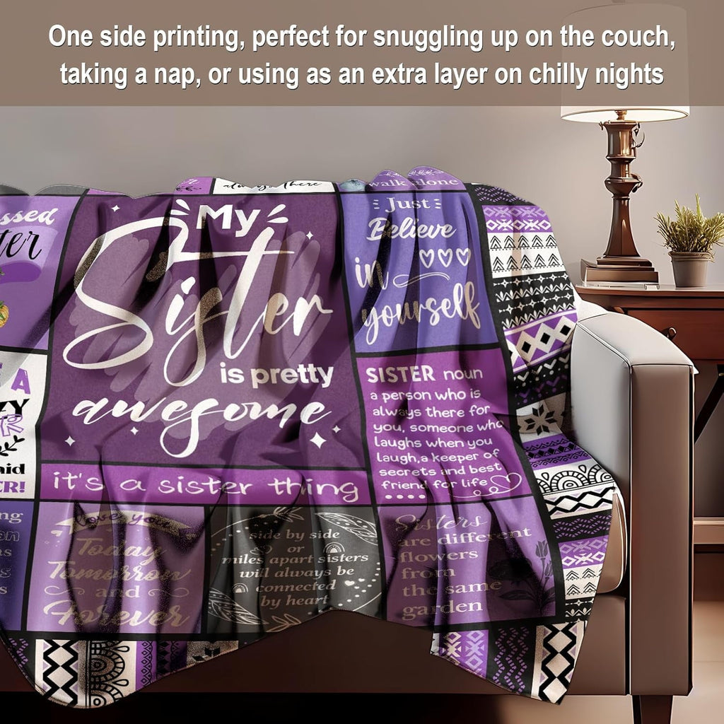 Decorative Knitted Sister Gifts Blanket, Sister Gifts , Happy Birthday Gifts for Sister, Unique Sister Gifts for My Dear Sister on Mothe... - Lightweight Plush Warm Blanket for All Seasons Detail
