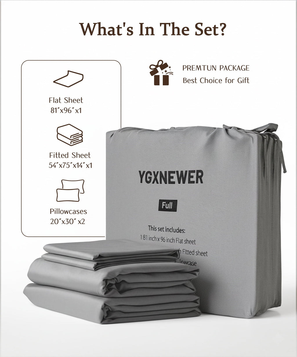 Wrinkle-Resistant Full Size 4 Piece Sheet Set, Comfy Breathable Cooling Bed Sheets Set, Hotel Luxury Bedding, Deep Pockets, Ultra-Soft,... - Premium Ultra-Soft Pillowcase Pair for Sleeping Detail
