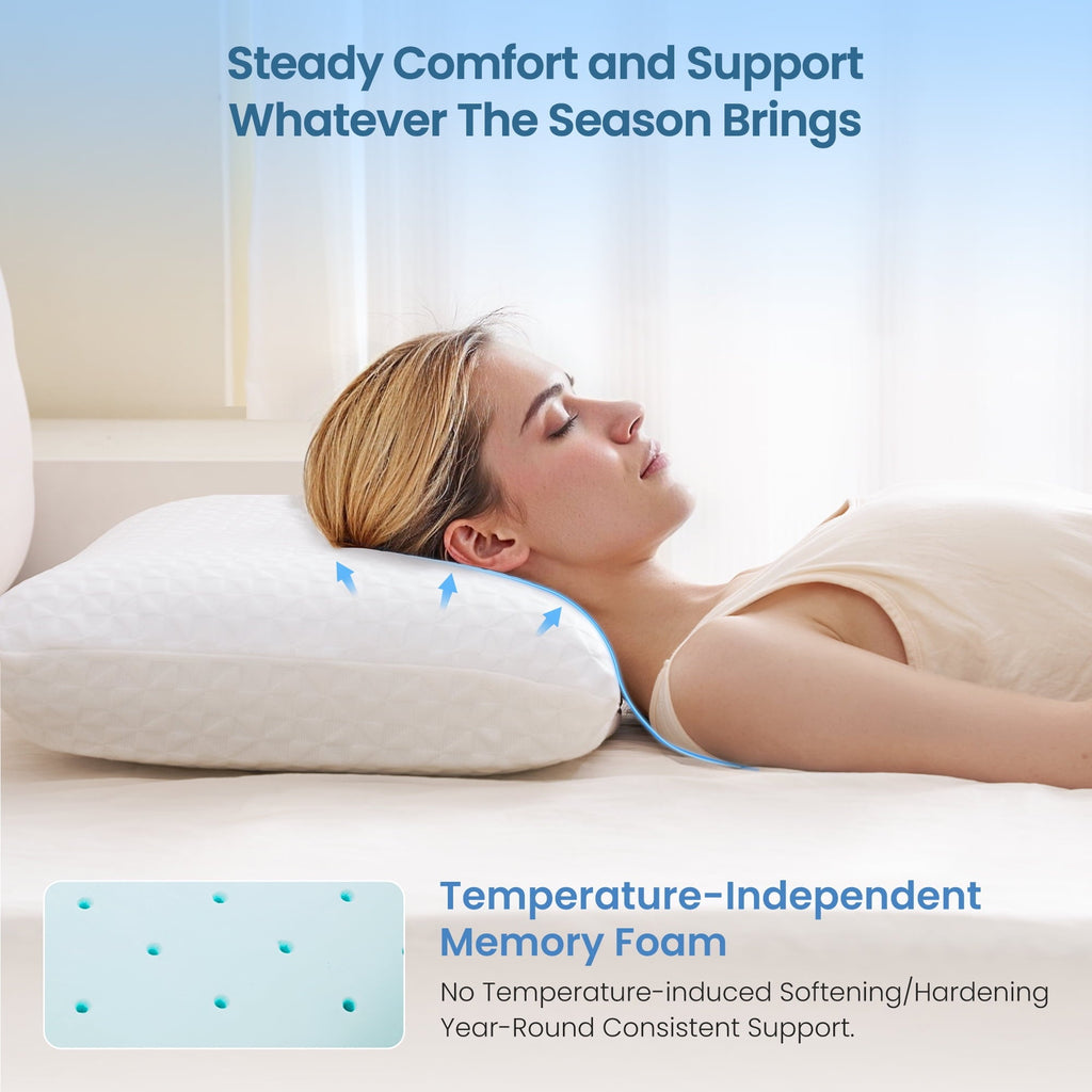 Decorative Plump Gel Memory Foam Pillow for Bed, Adjustable Height Bed Pillow with 0.8" Removable Insert, Ergonomic Neck Support for S... - Ergonomic Memory Foam Pillow for Neck Pain Support Detail